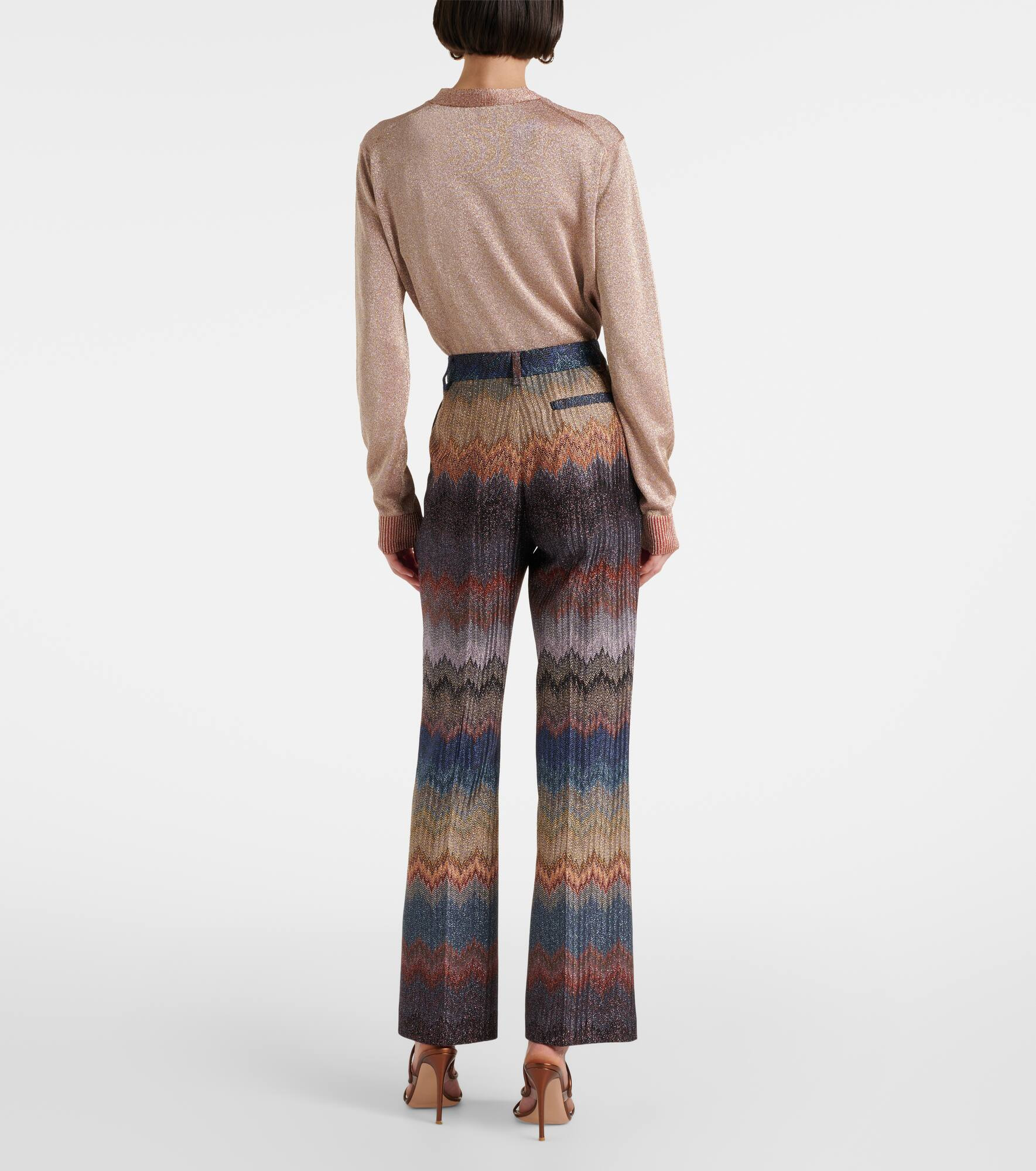 Zigzag lamé flared pants - 3