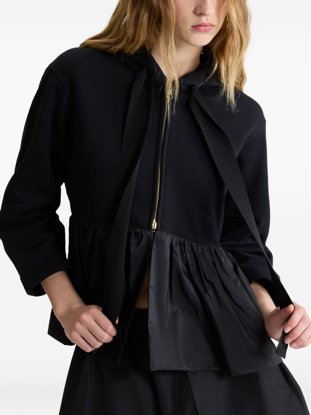 ruffle-hem zip-up hoodie - 4