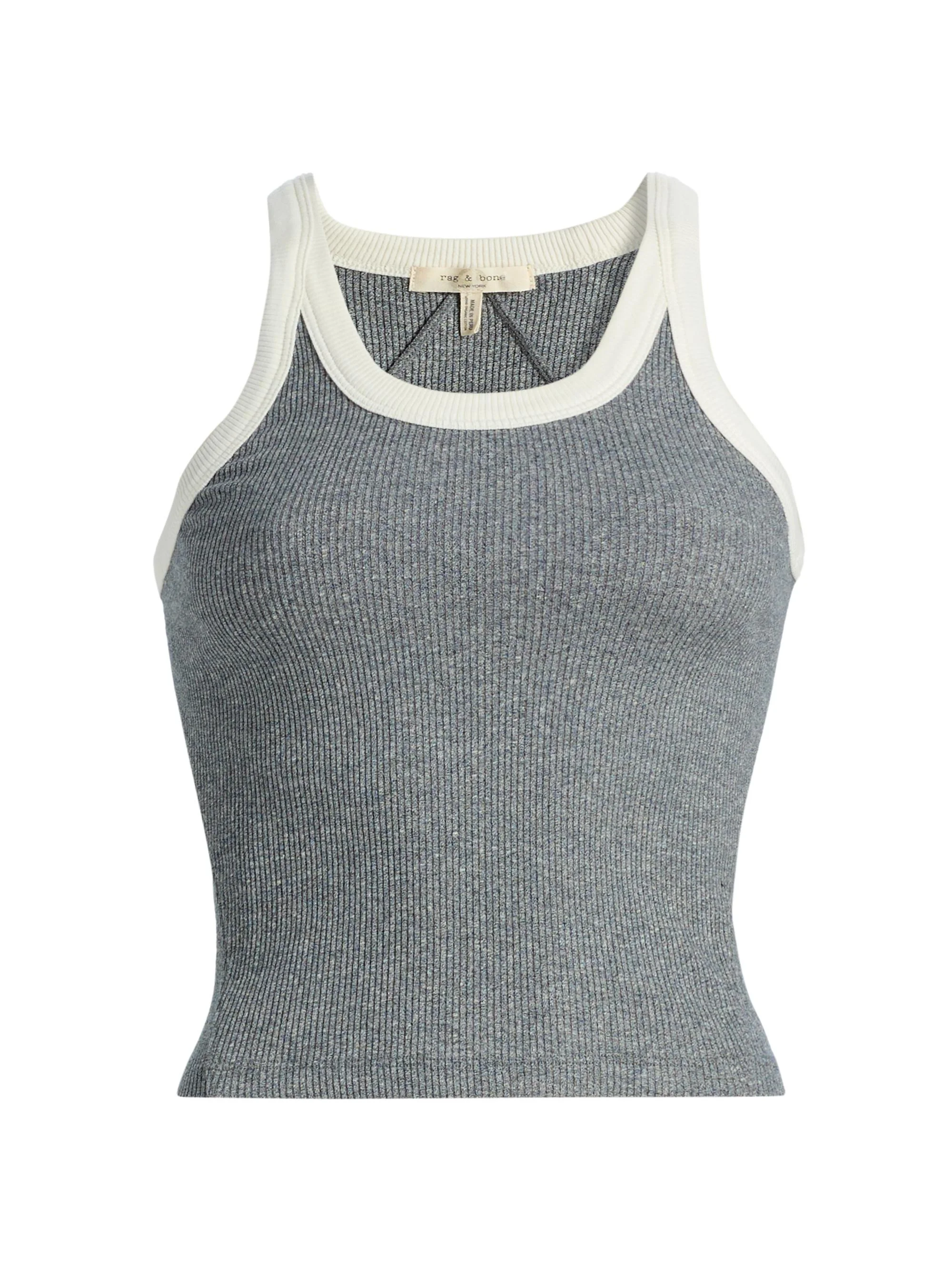 Women's The Essential Rib-Knit Cotton-Blend Tank - Heather Grey - 1