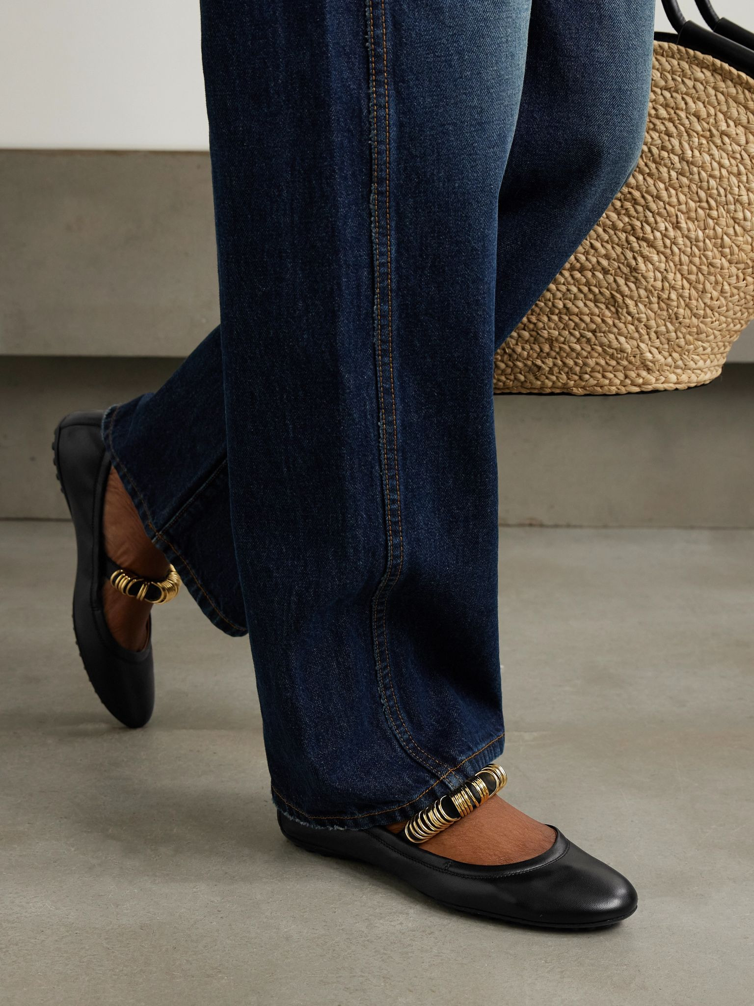 Embellished leather ballet flats Black - 2