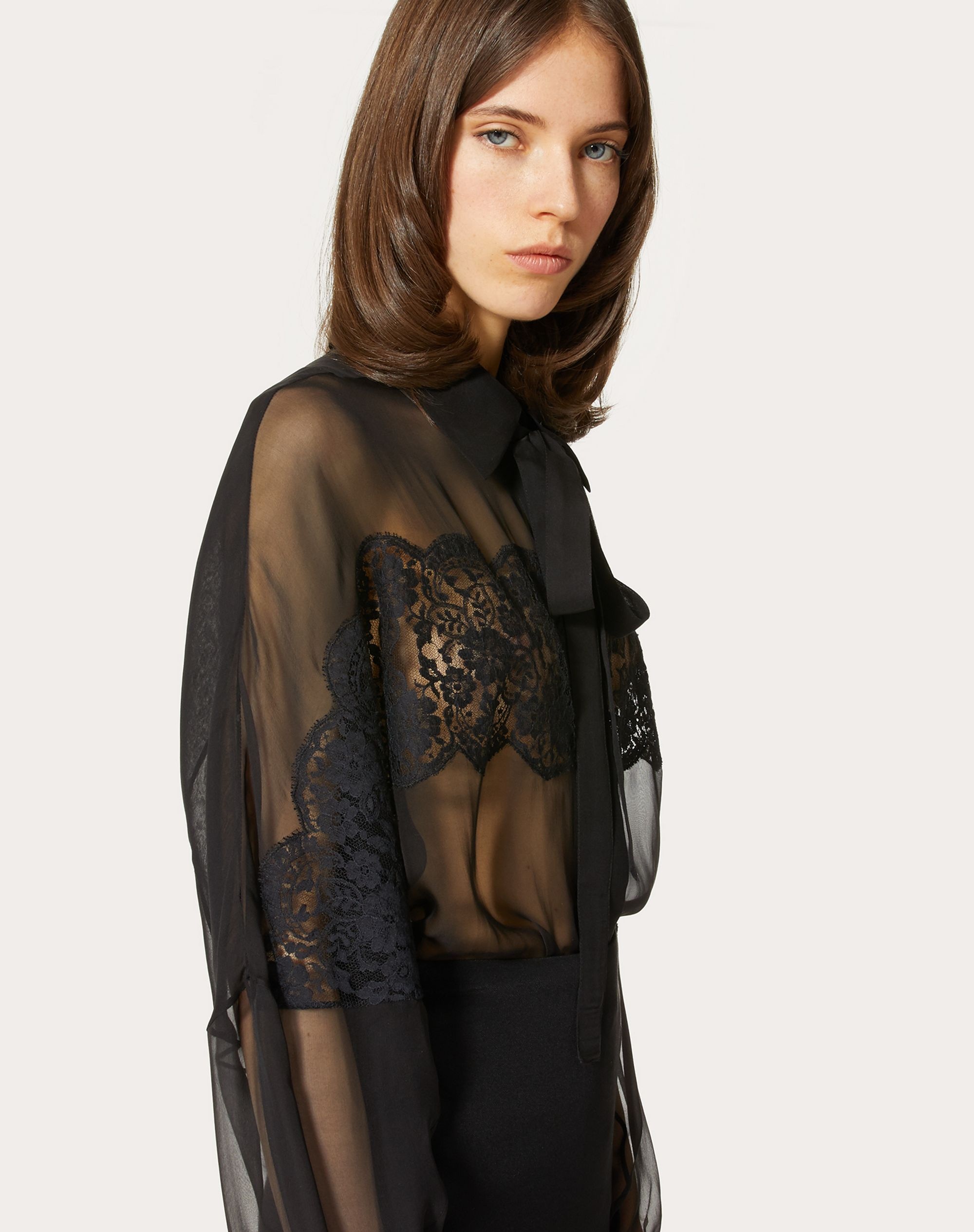 CHIFFON AND LACE SHIRT - 5
