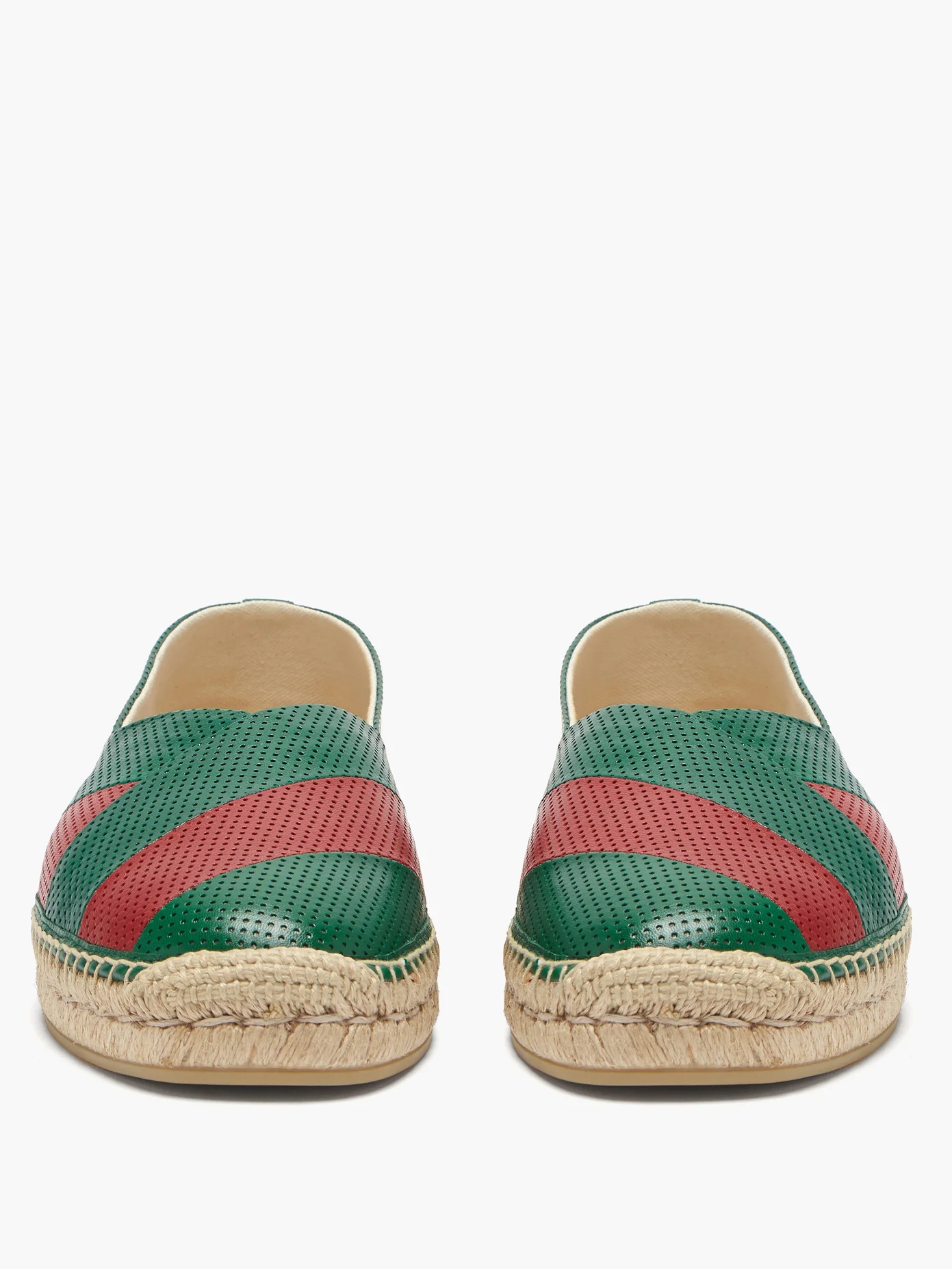 Web-striped perforated-leather espadrilles - 5