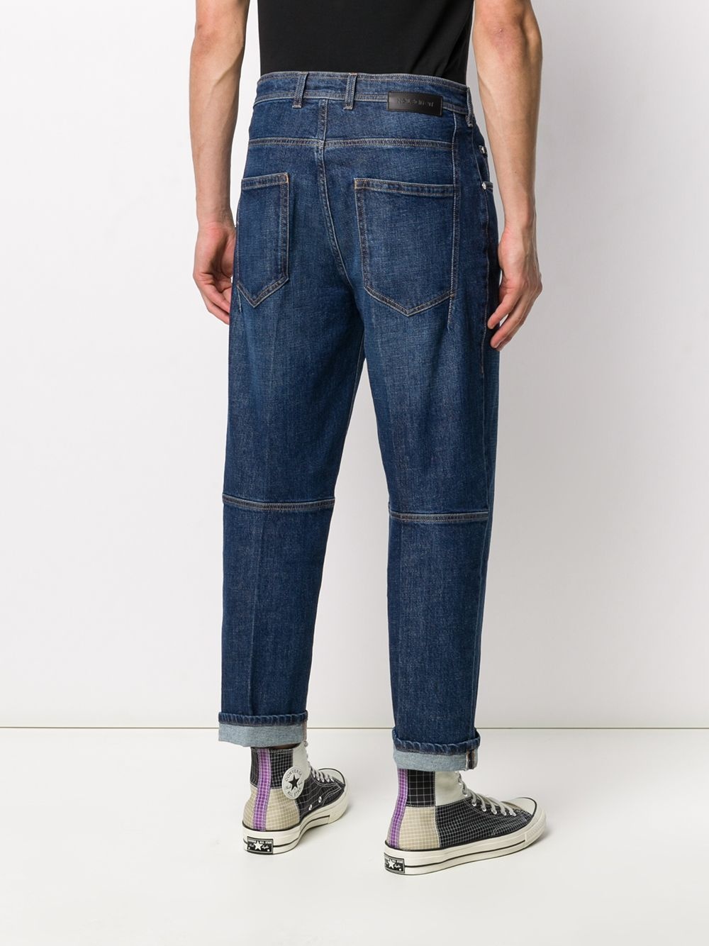 turn-up straight-leg jeans - 4