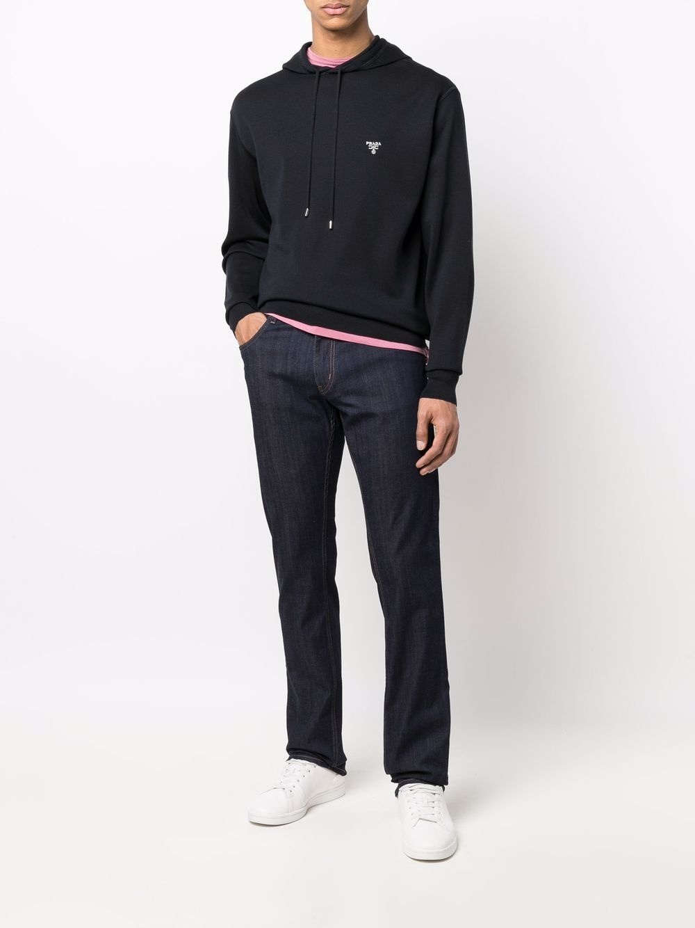 logo-embroidered knitted hoodie - 2