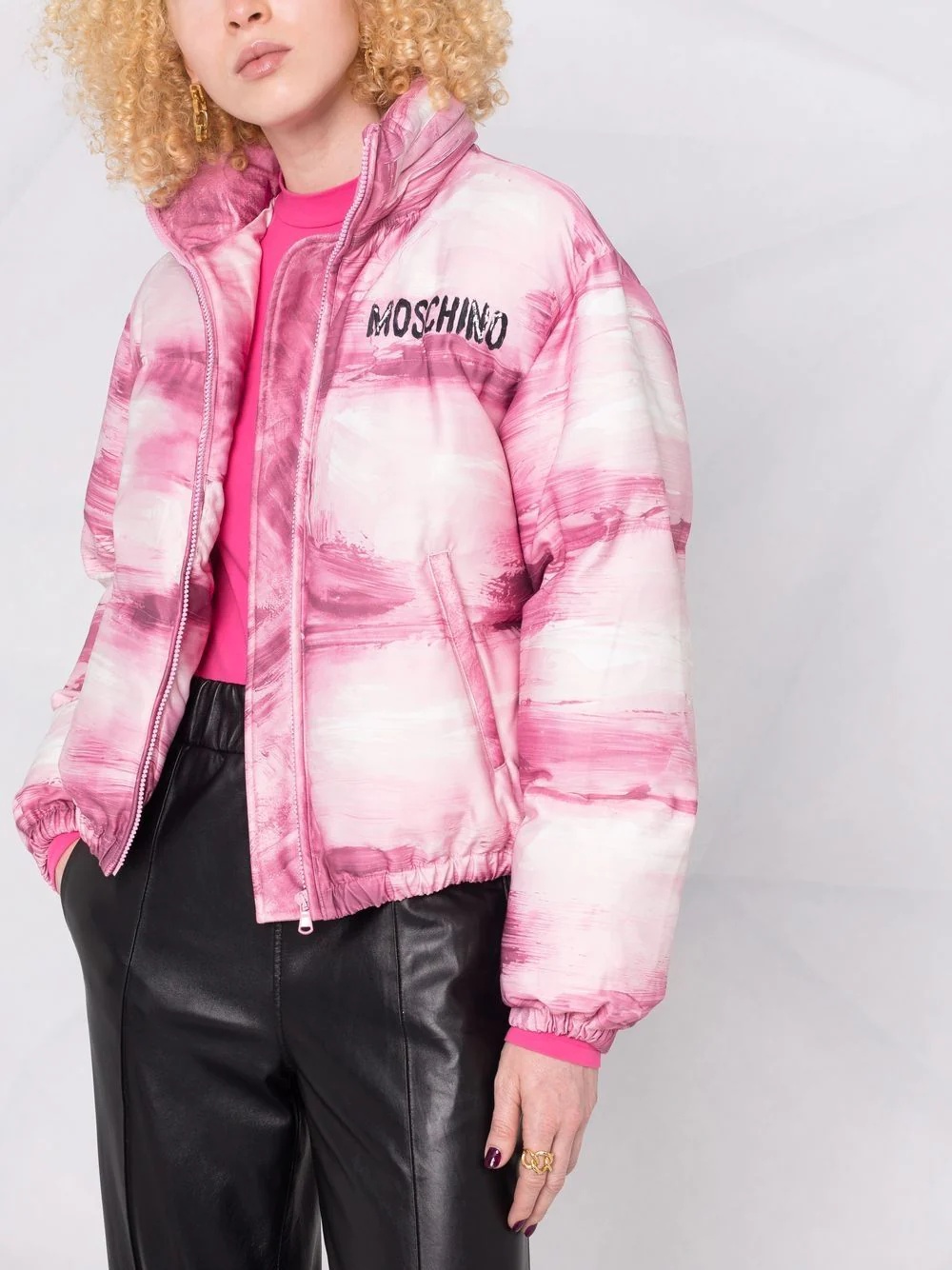 brushstroke-print puffer jacket - 3