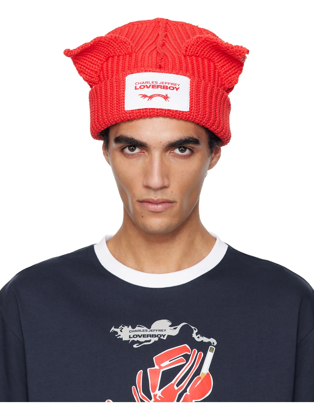 Red Chunky Ears Beanie - 1