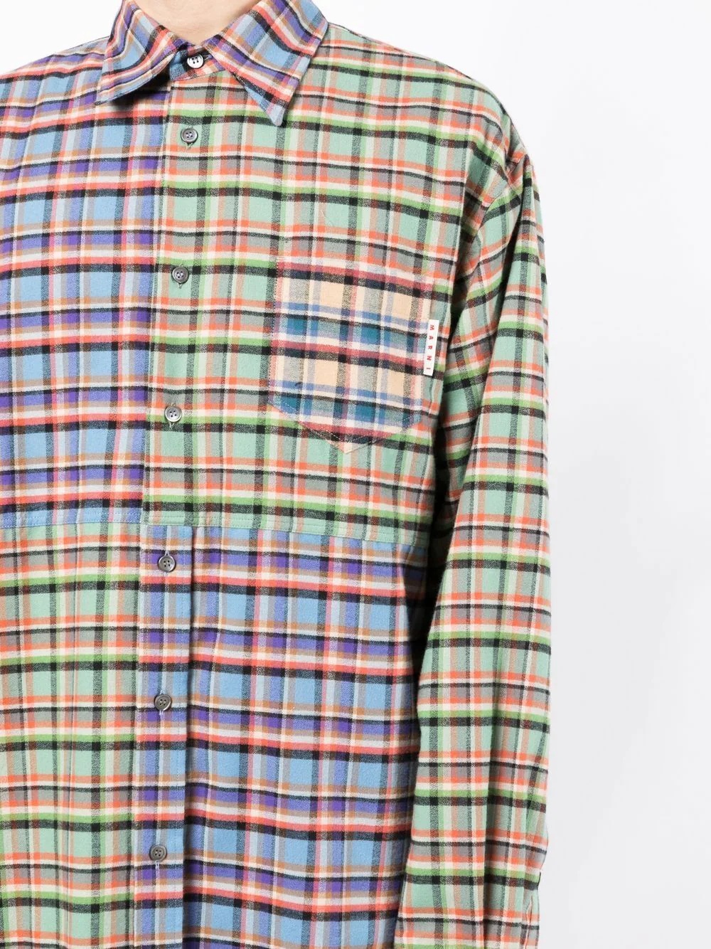 colour-block checked shirt - 5