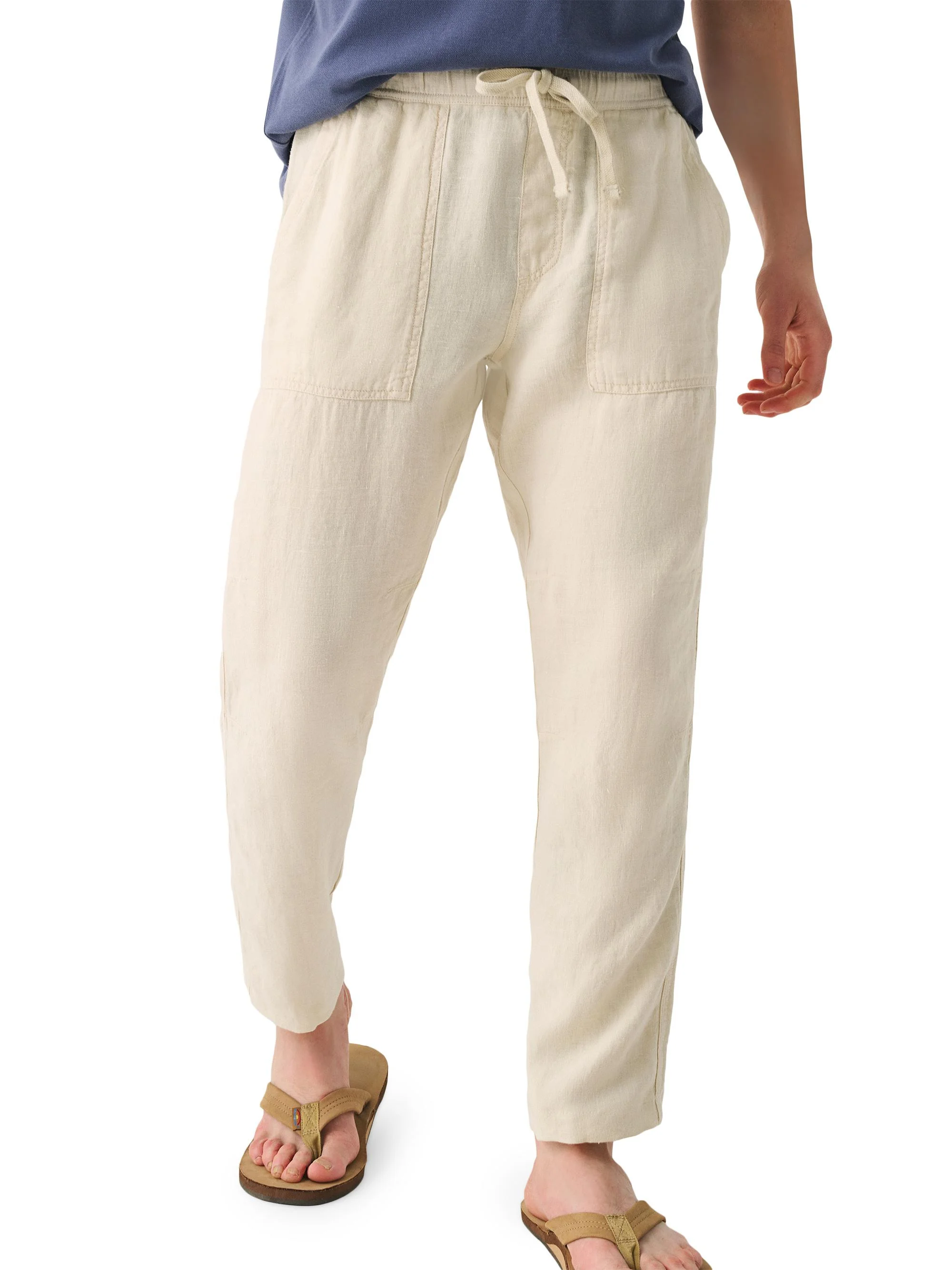 Men's Essential Linen Drawstring Pants - Weathered Sand - 1