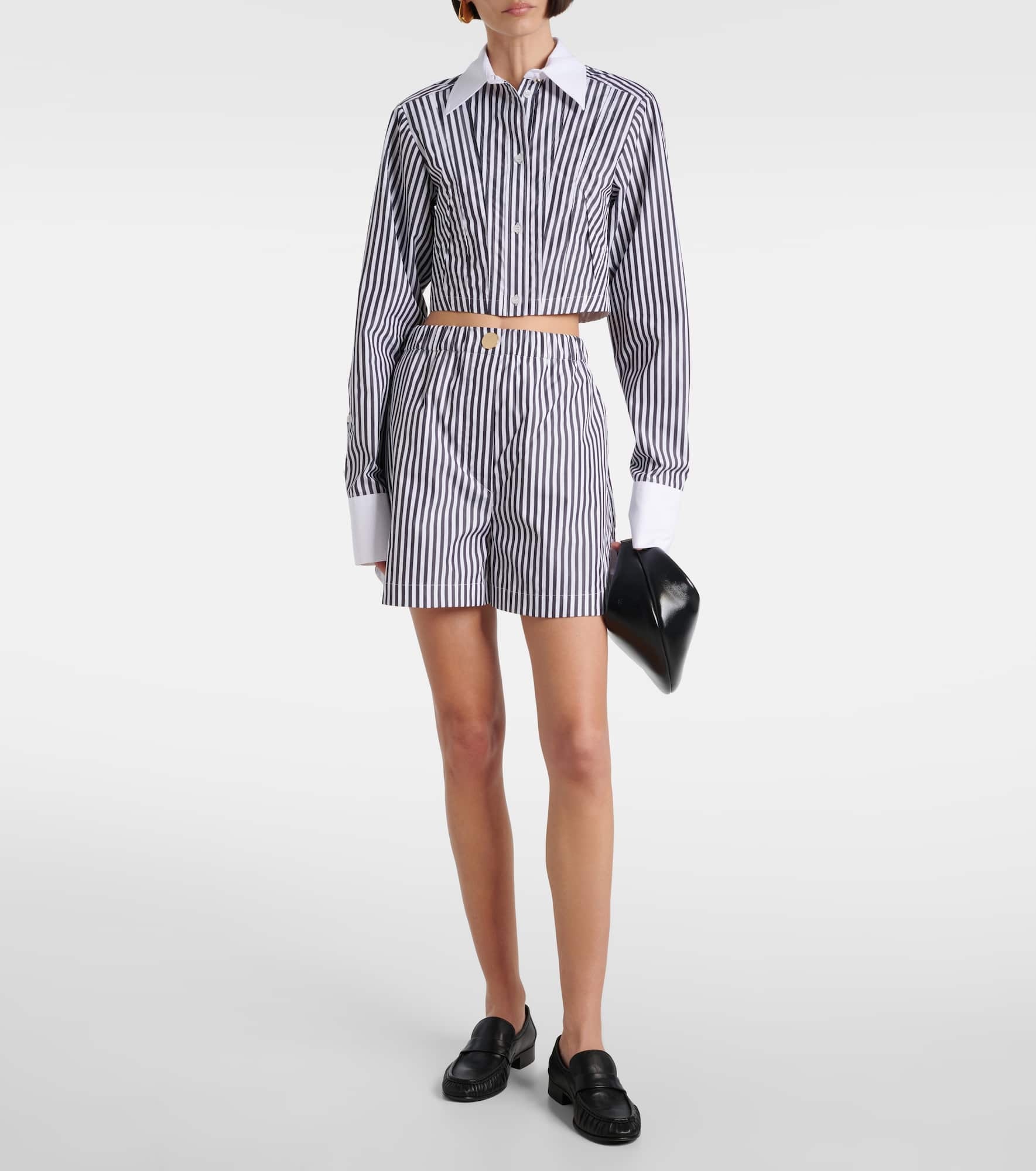 Cropped striped cotton poplin shirt - 2