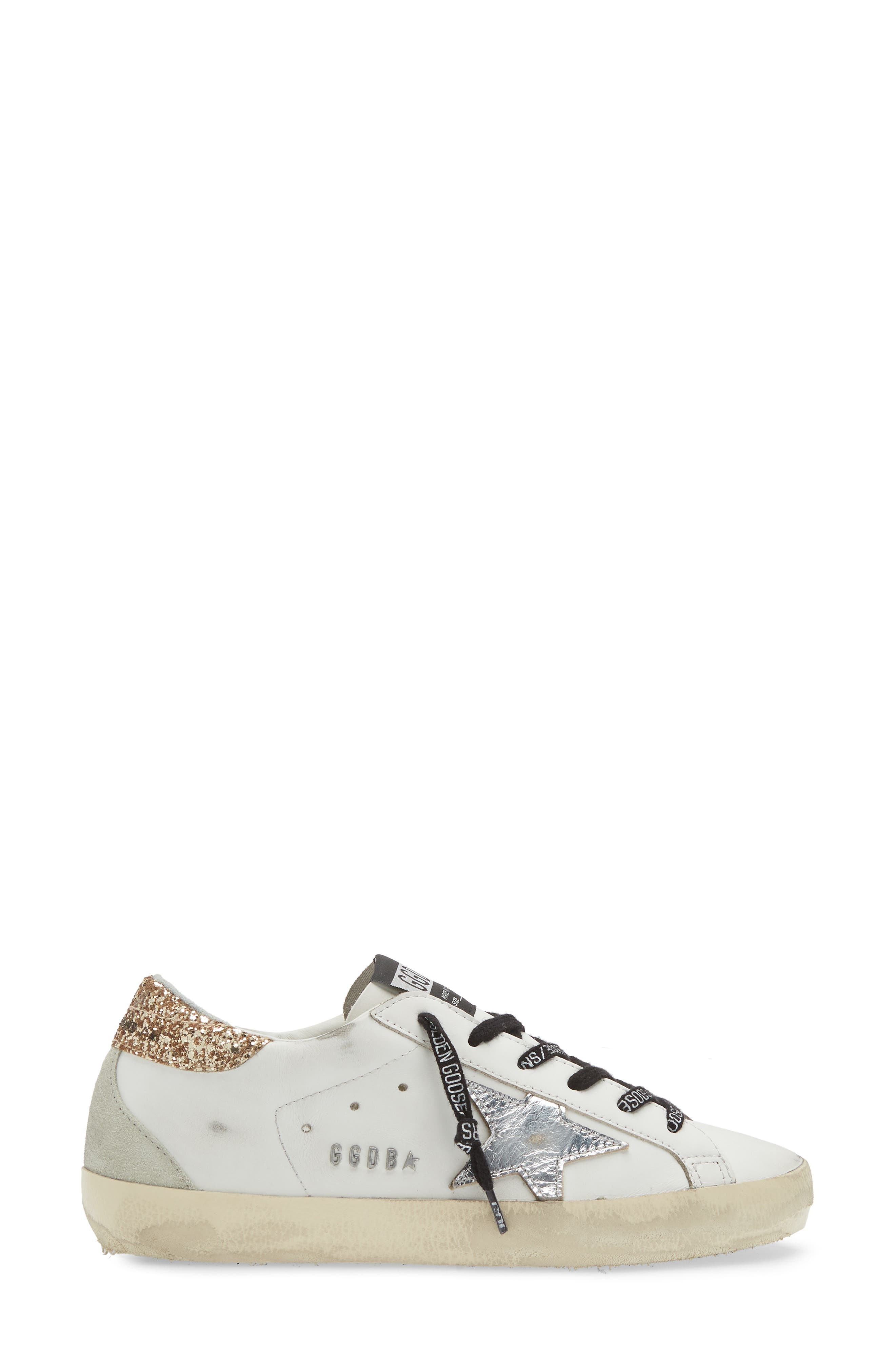 Golden Goose Super-Star Perm-Noos Low Top Sneaker in White/Silver/Gold at Nordstrom - 3