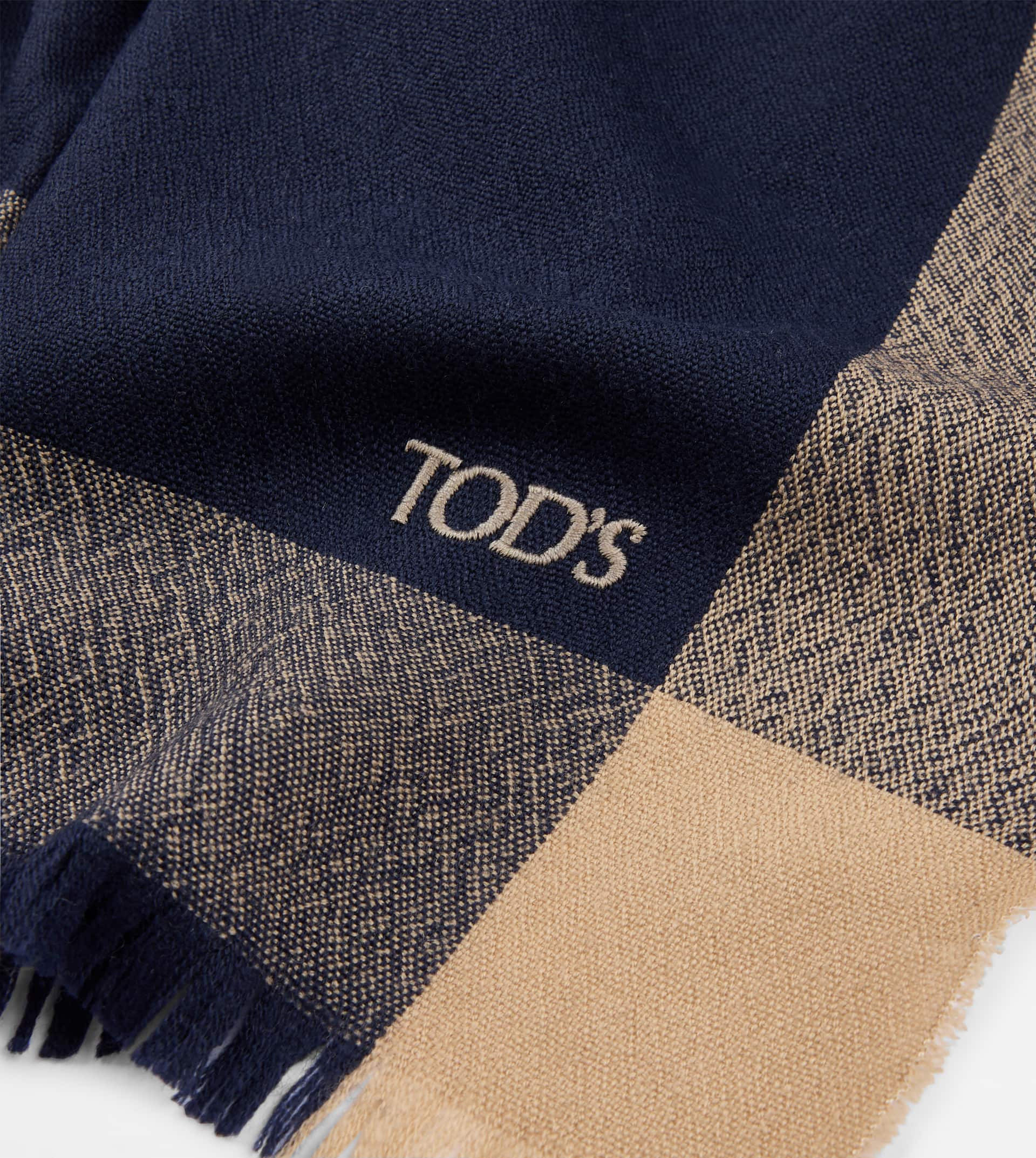 CASHMERE BLEND GAUZED SCARF - BLUE - 2