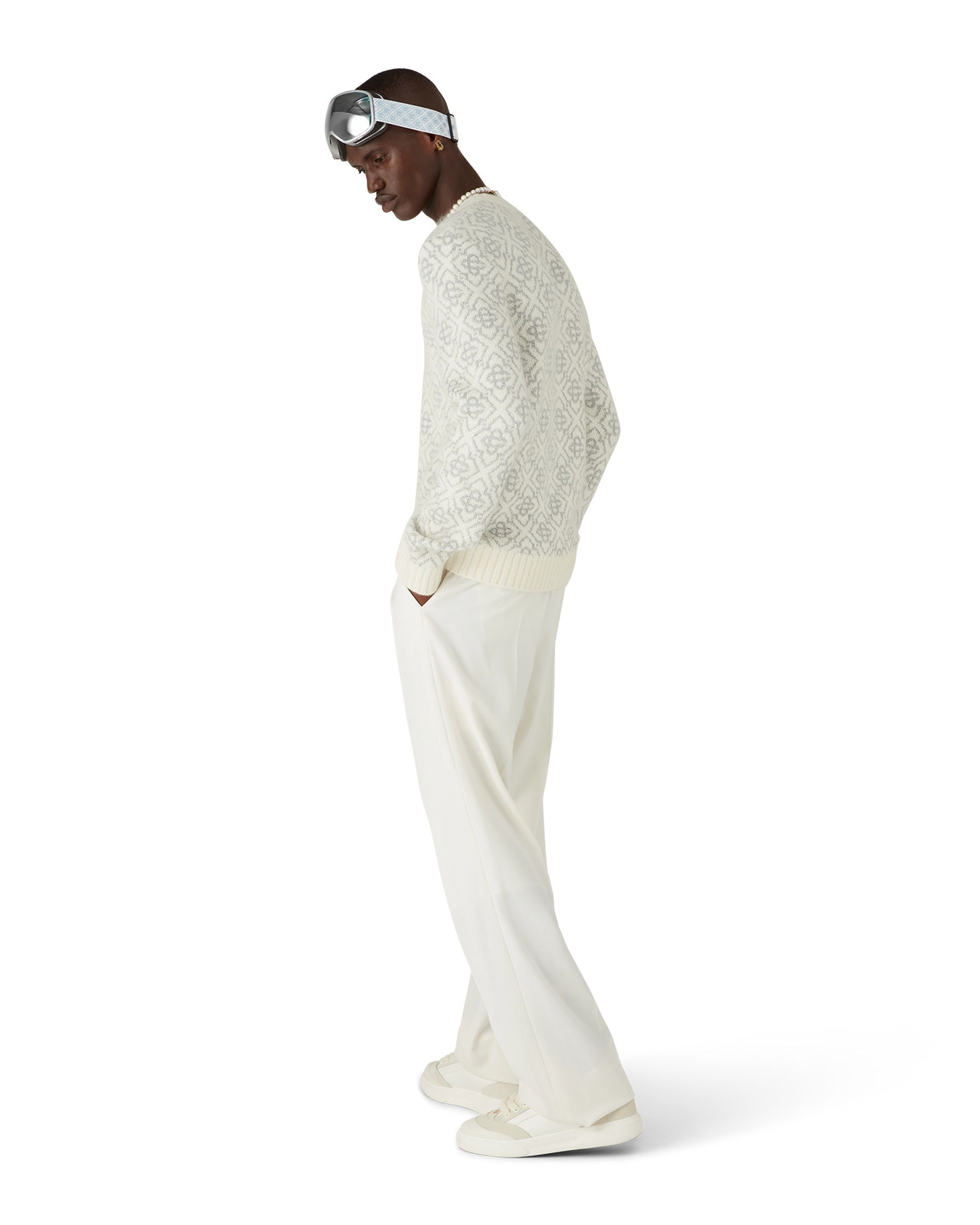 Silver Monogram Mohair Blend Crew Neck | Casablanca Paris - 3