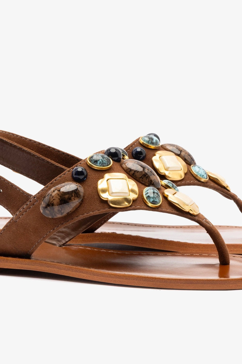 Talitha Flat Sandal In Brown Leather 4