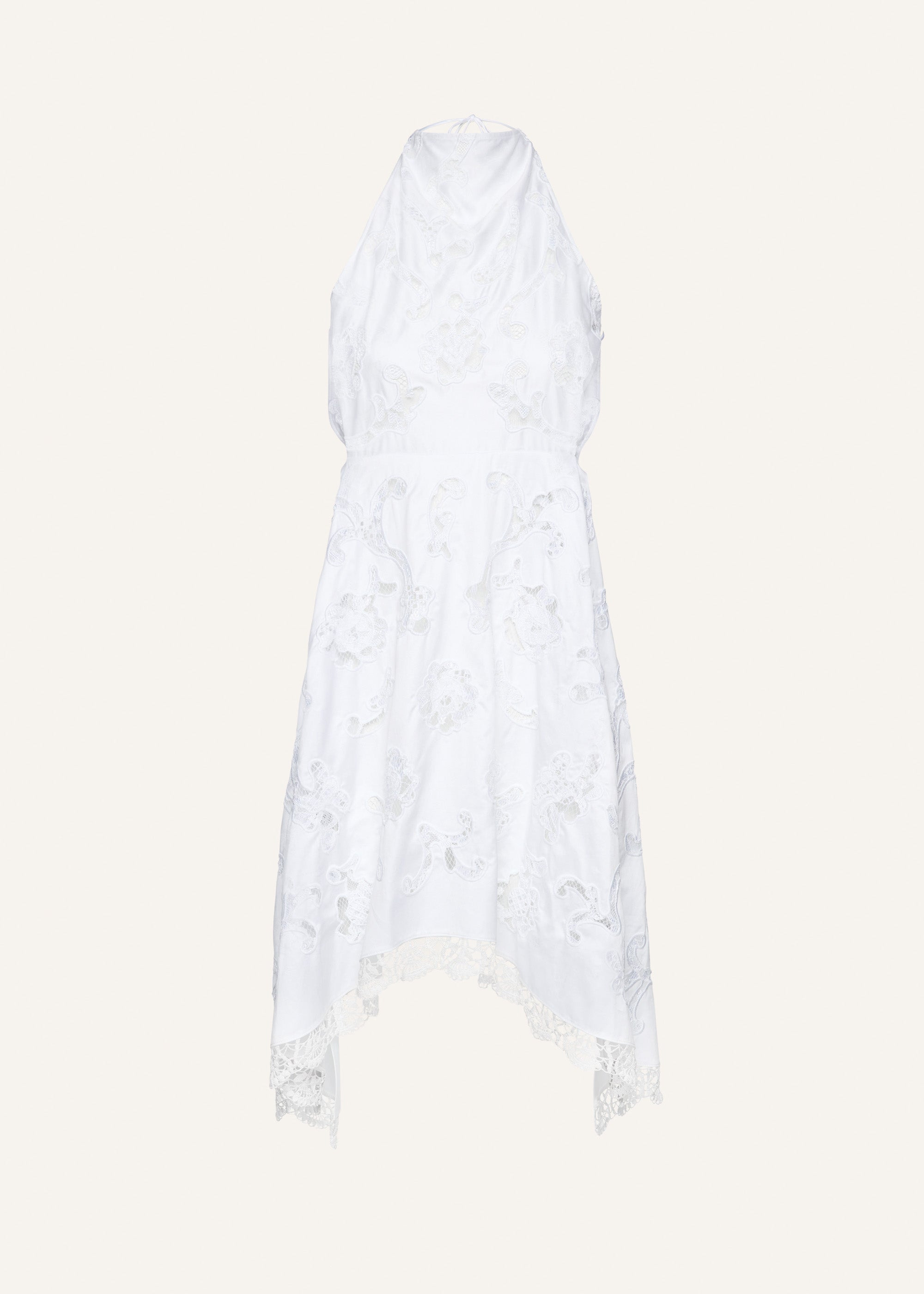 Lace poplin apron in white - 1