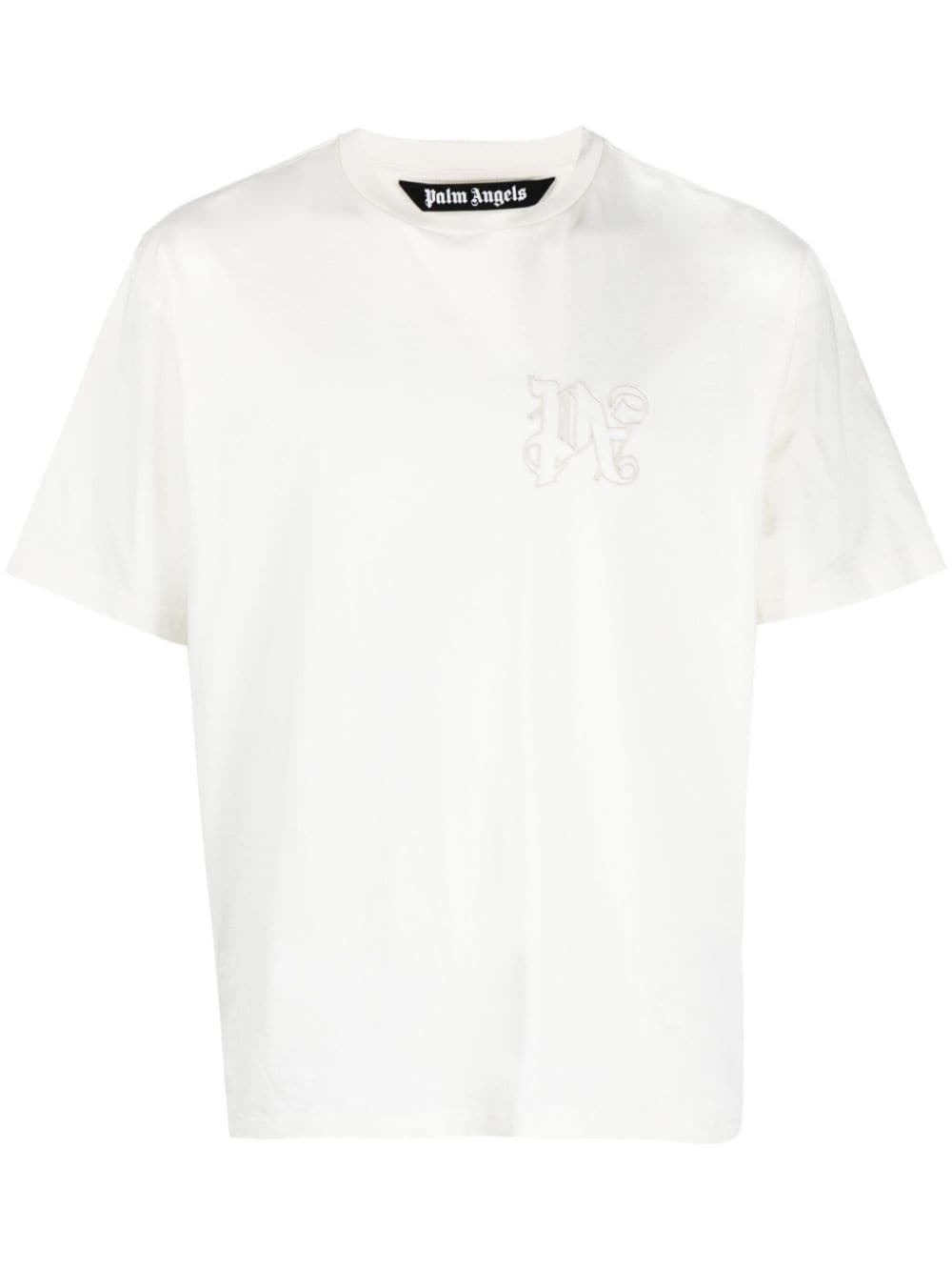 logo-embroidered cotton T-shirt - 1