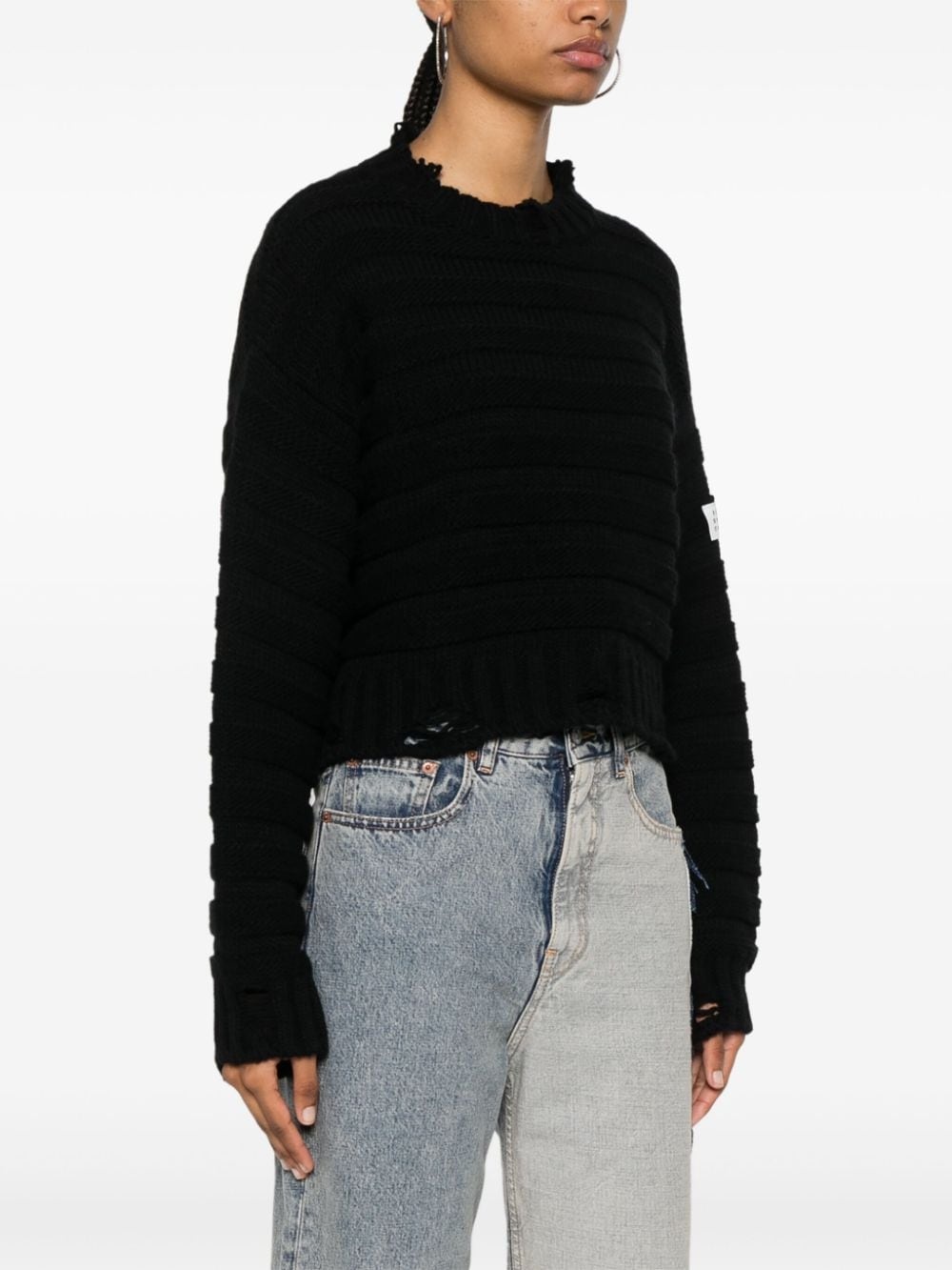 distressed chunky-knit jumper - 3