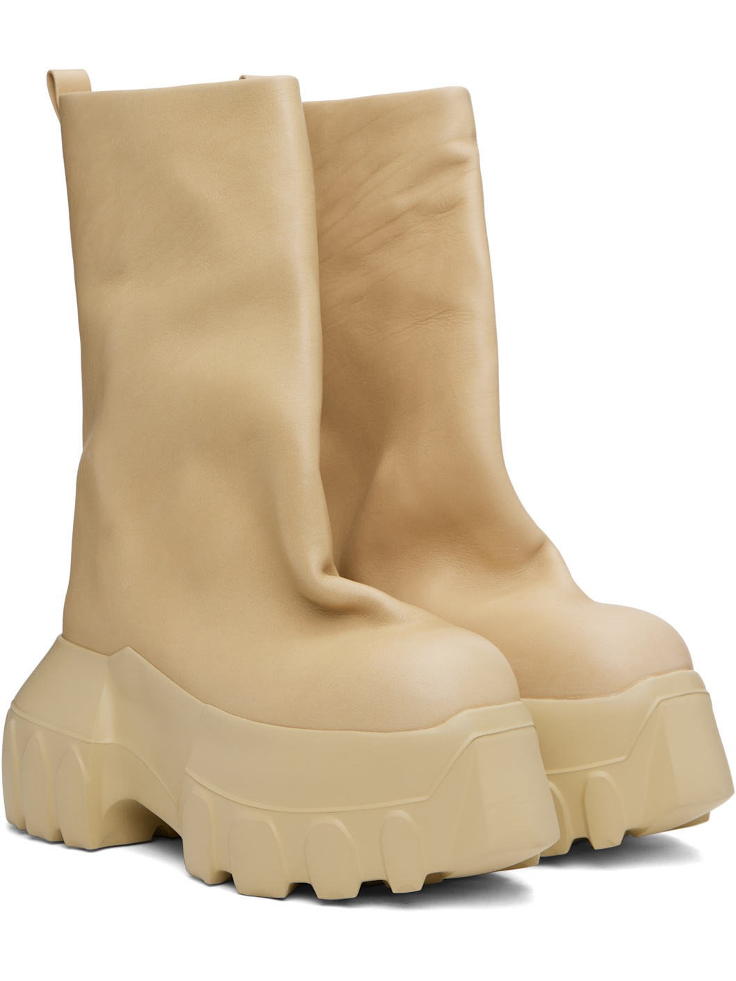 Beige Hollywood Flared Mega Tractor Boots - 4
