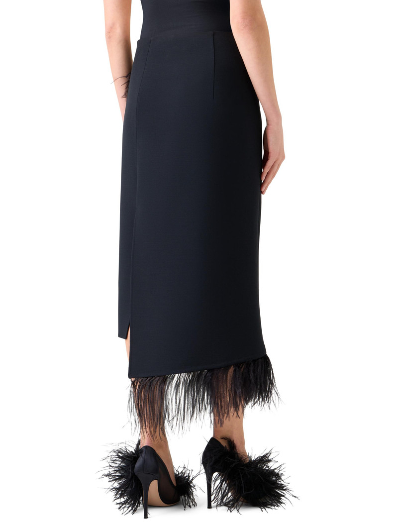 Women's Asymmetric Feather-Trim Midi-Skirt - Black 4