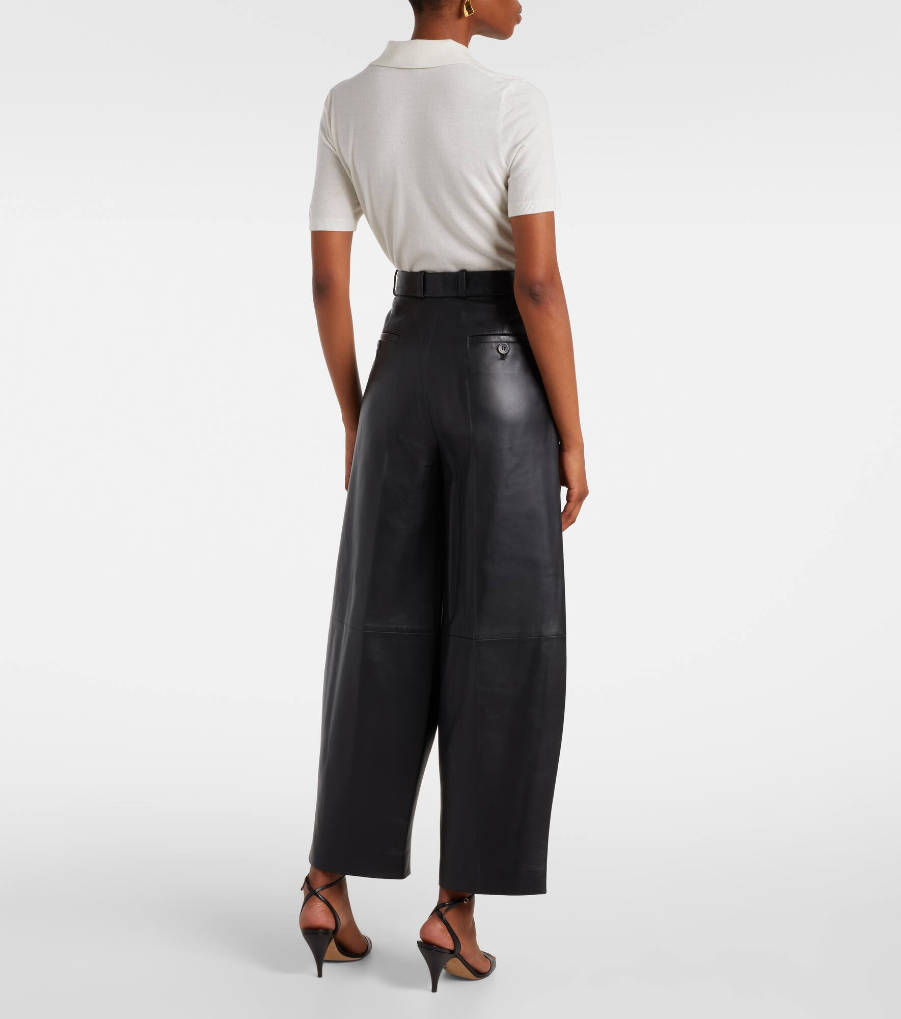 Dash leather barrel-leg pants - 3