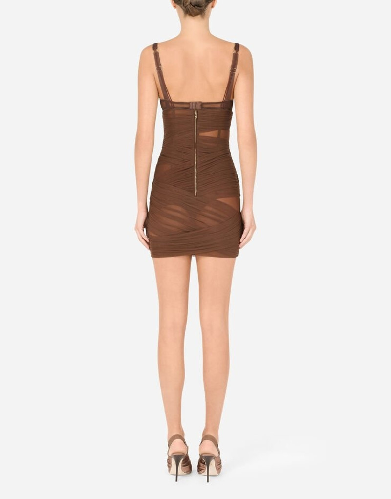 Short tulle dress with wrapover draping 3