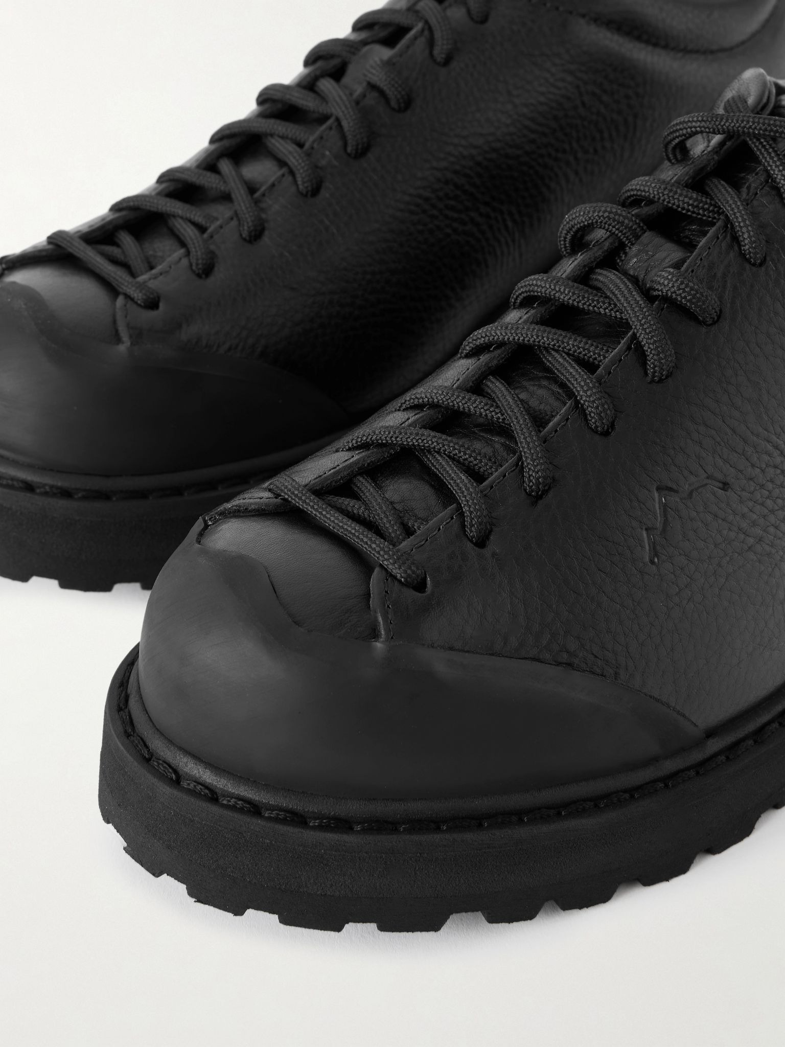 Ampezzo Low Rubber-Trimmed Full-Grain Leather Boots Black - 5