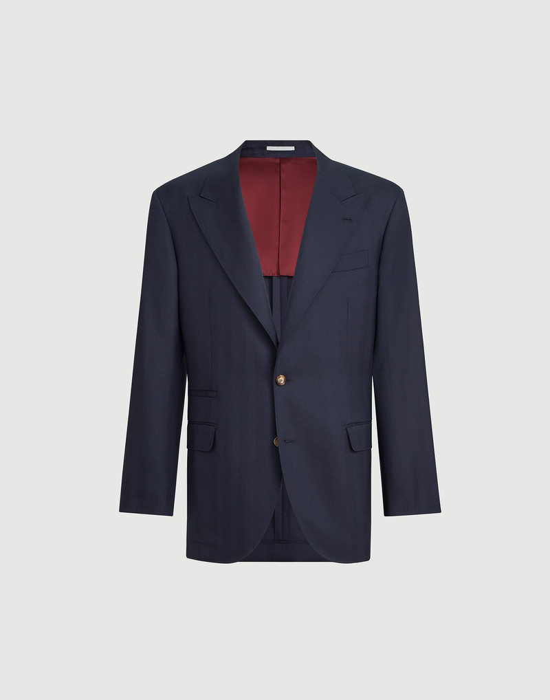 Virgin wool chevron Tailor blazer with peak lapels 1