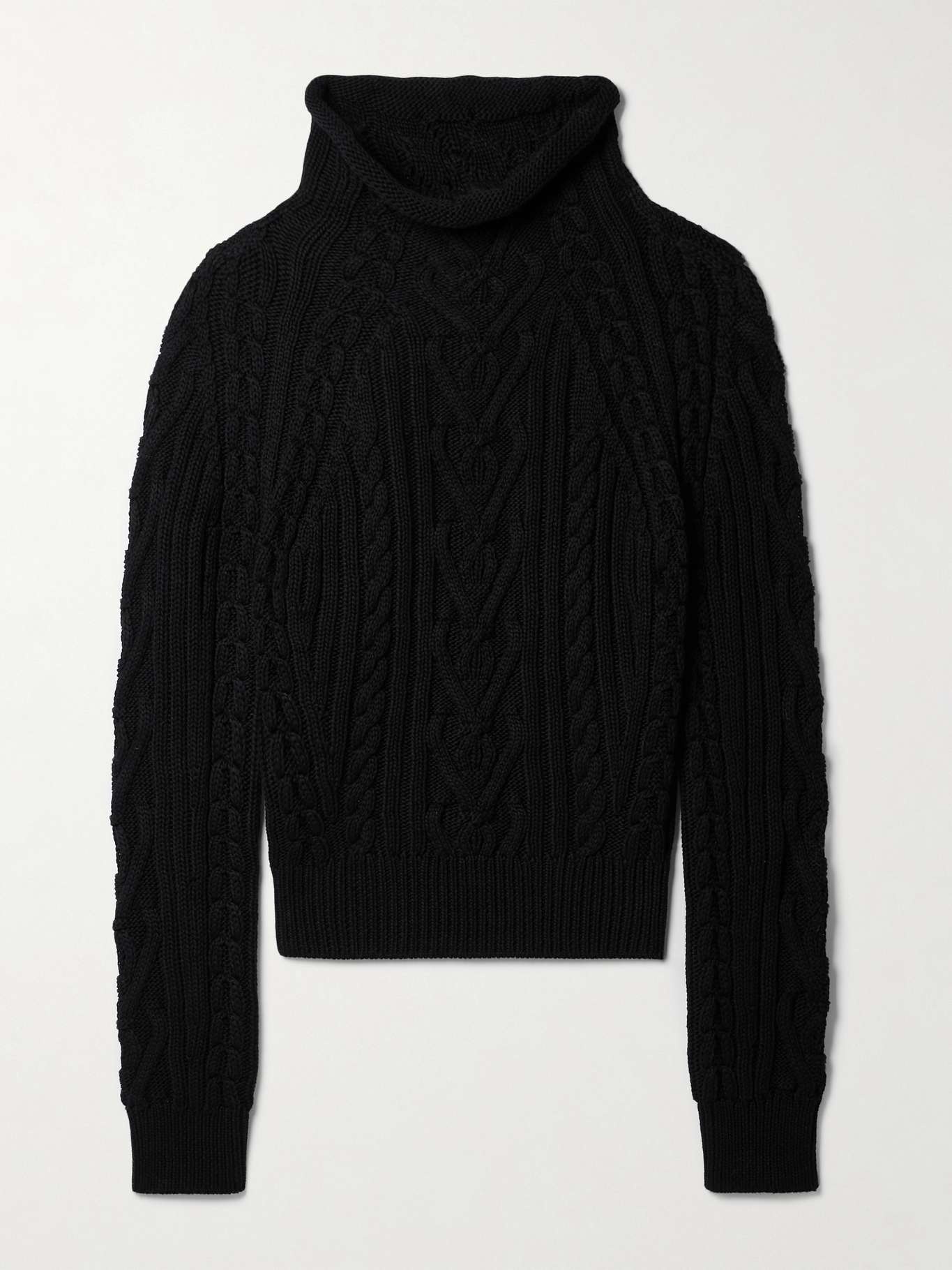 Aran cable-knit cotton turtleneck sweater - 1