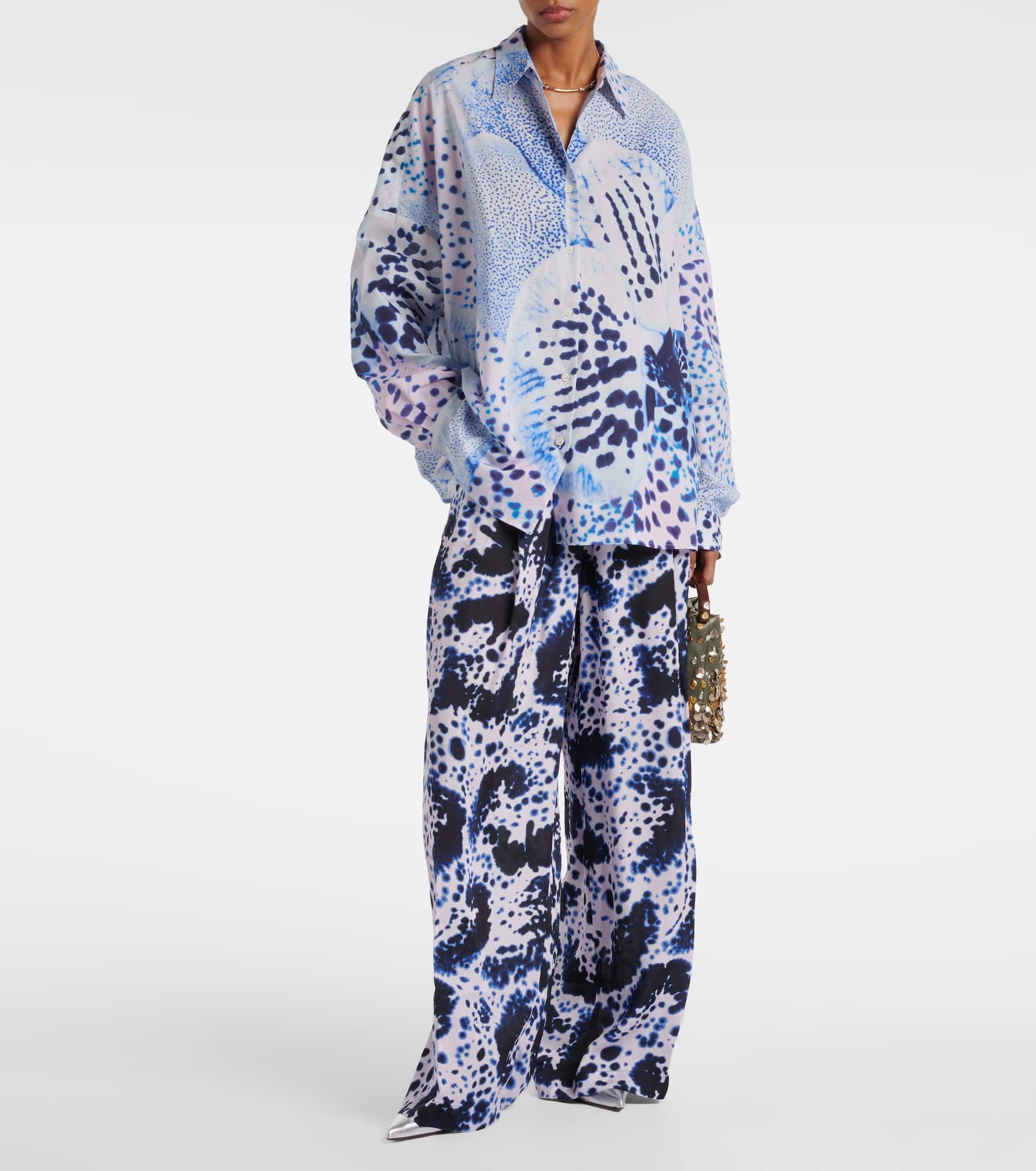 Printed high-rise wide-leg pants - 2