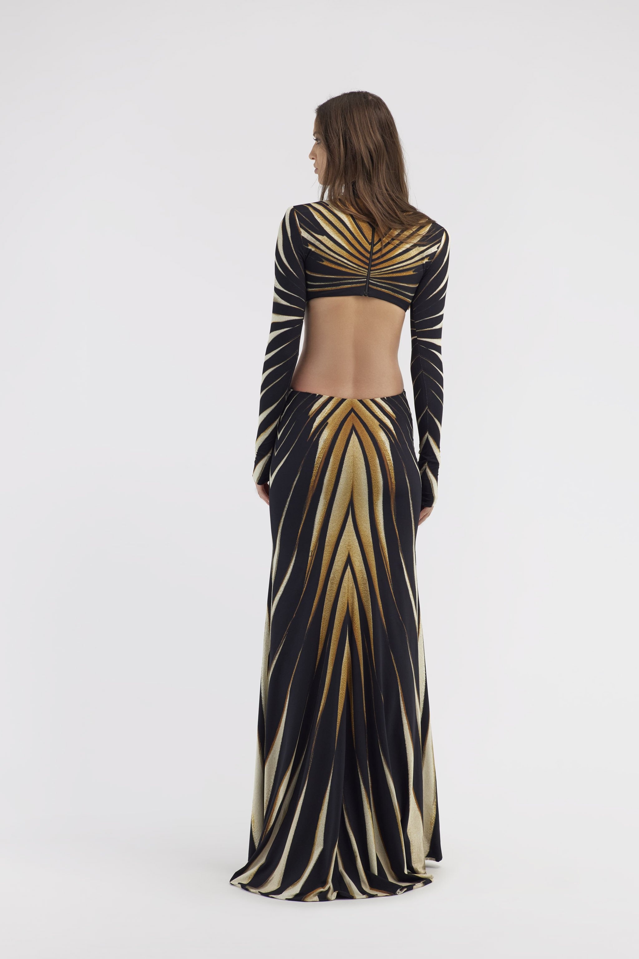 Cut-out knit dress with Ray of Gold print - 4