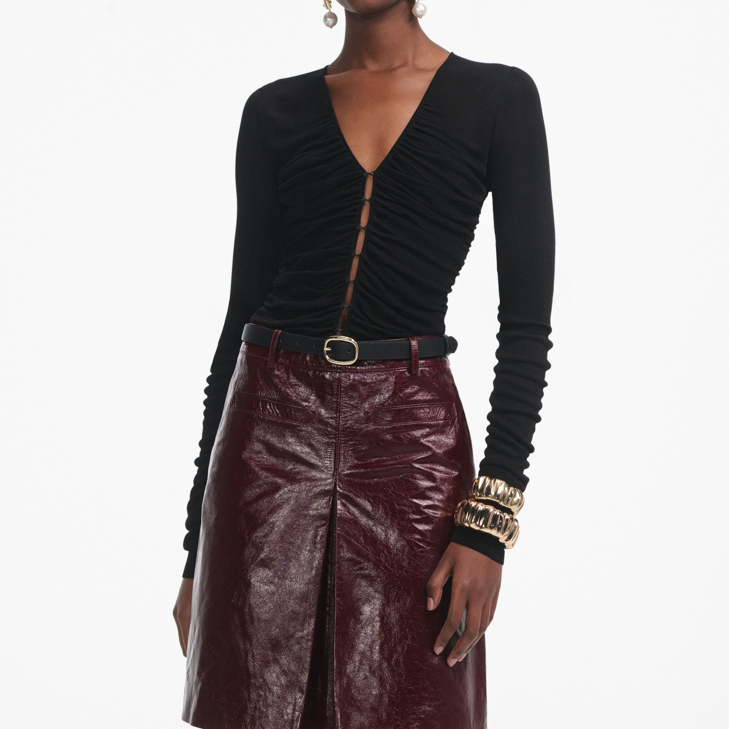 Black Viscose Knit Top - 4