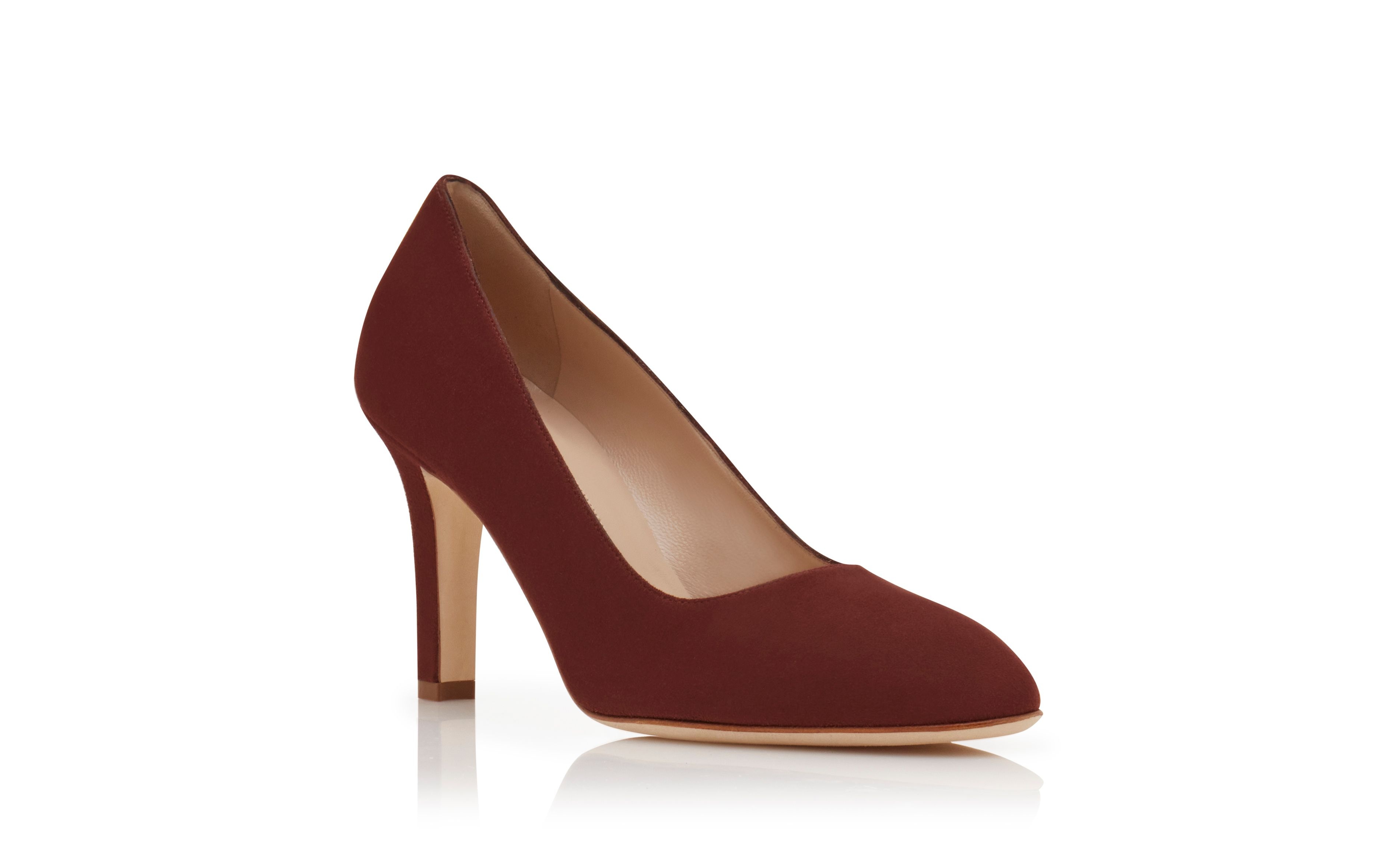 Dark Brown Suede Round Toe Pumps - 3