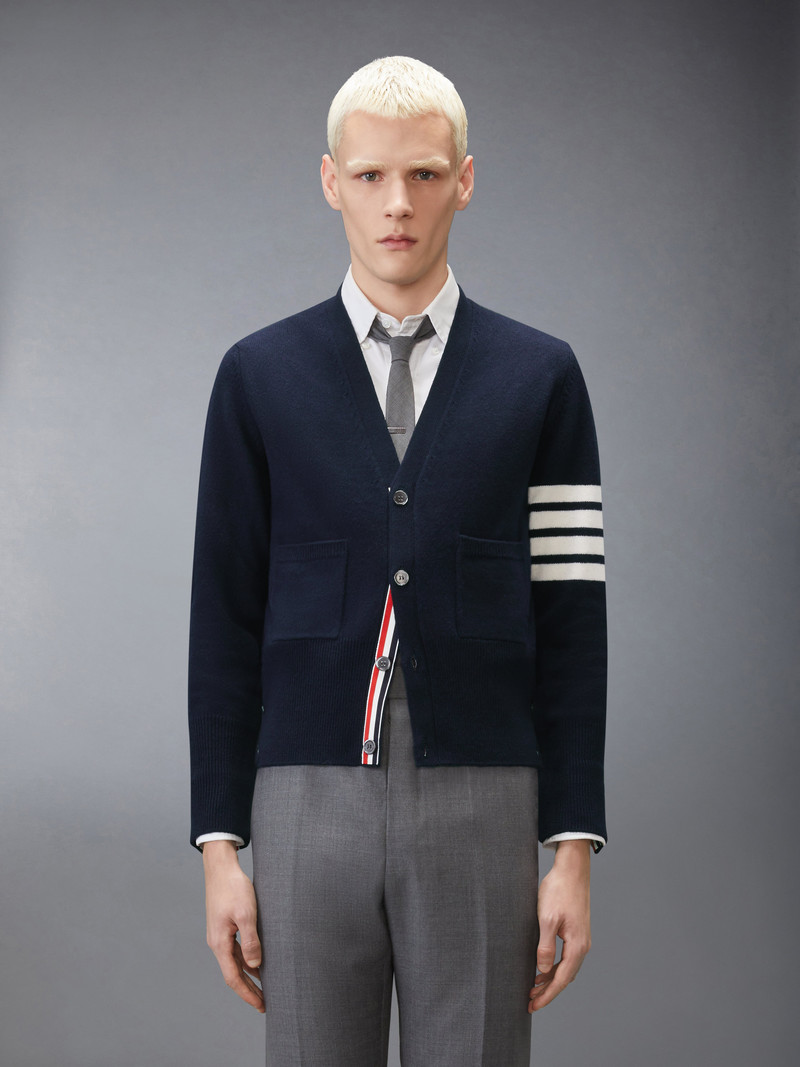 Thom Browne LUNAR NEW YEAR WOOL 4-BAR INTARSIA CARDIGAN outlook