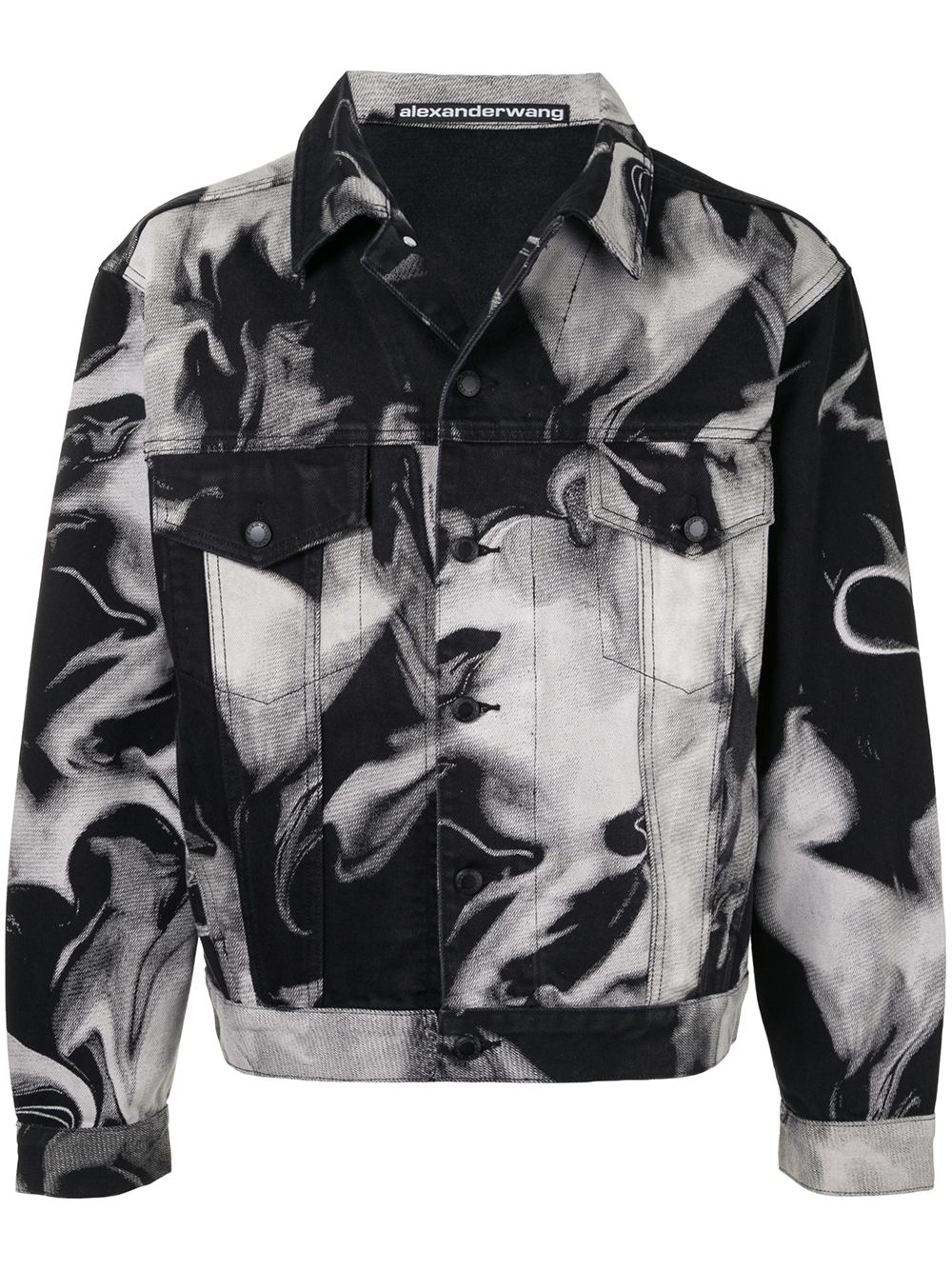 smoke-print denim jacket - 1