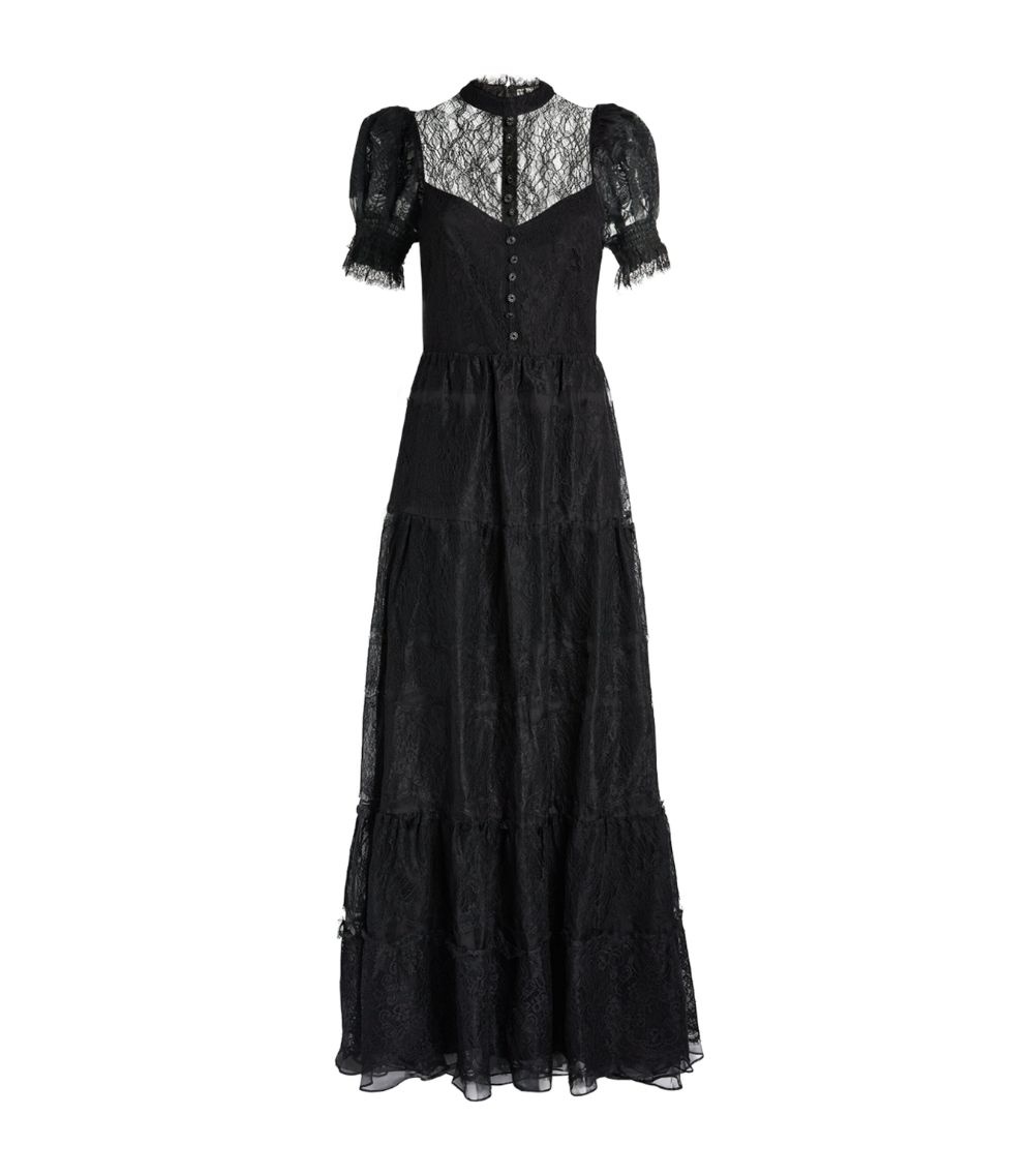 Anaya Embellished Collar Lace Midi Dress In Black