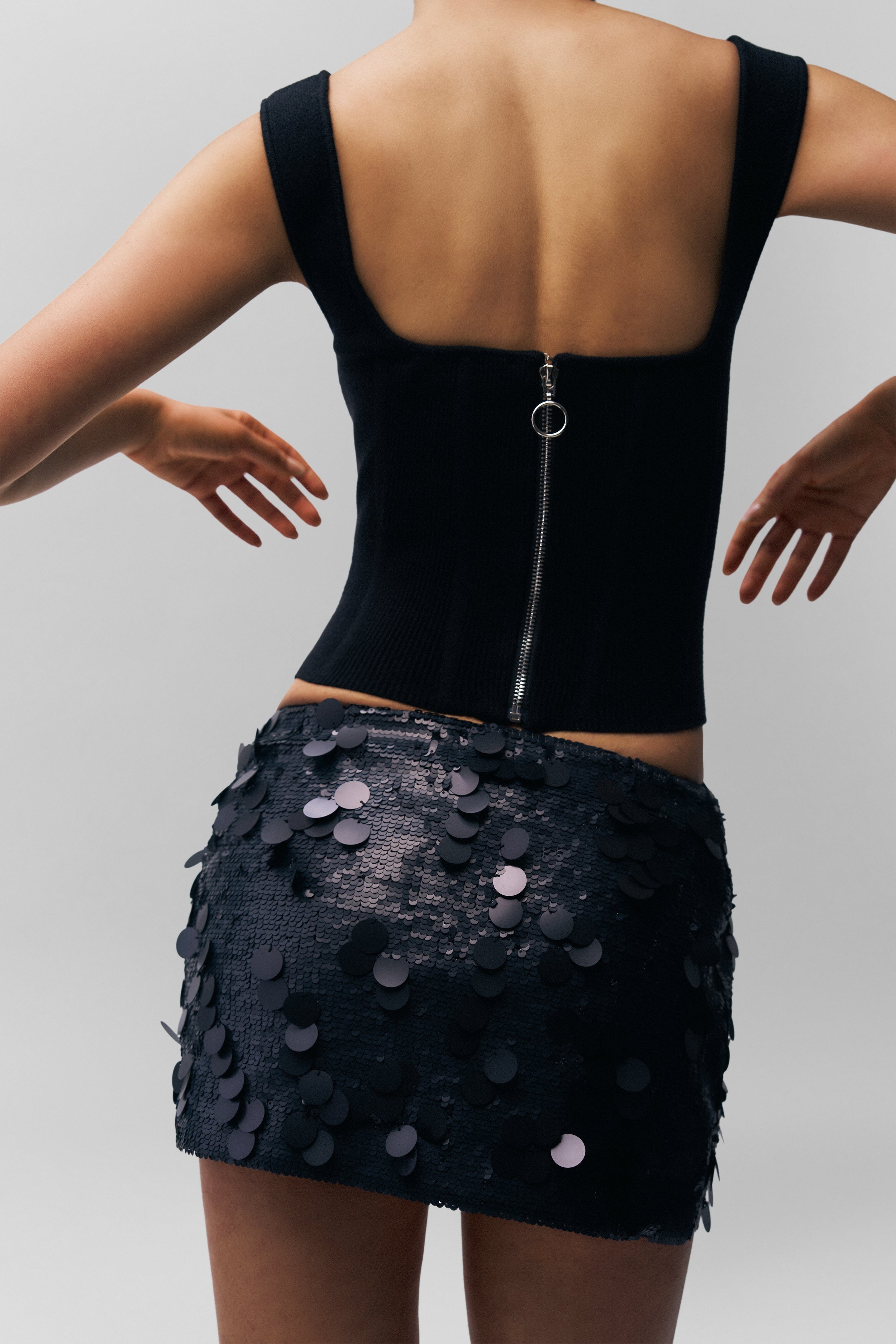 LOW RISE PAILLETTE SKIRT - 3