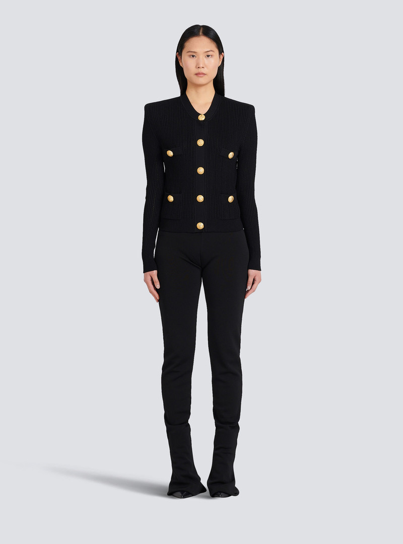 Cropped eco-designed knit cardigan with gold-tone buttons 4