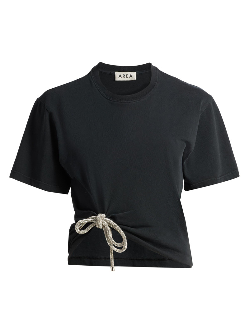 Women's Crystal Knot Cotton T-Shirt - Washed Black 1