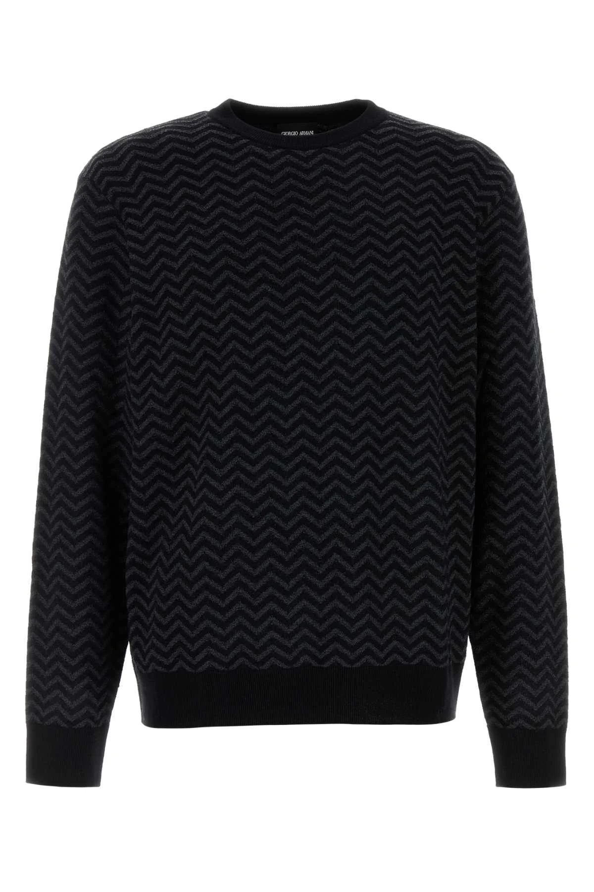 Giorgio Armani Men Embroidered Stretch Wool Blend Sweater - 1