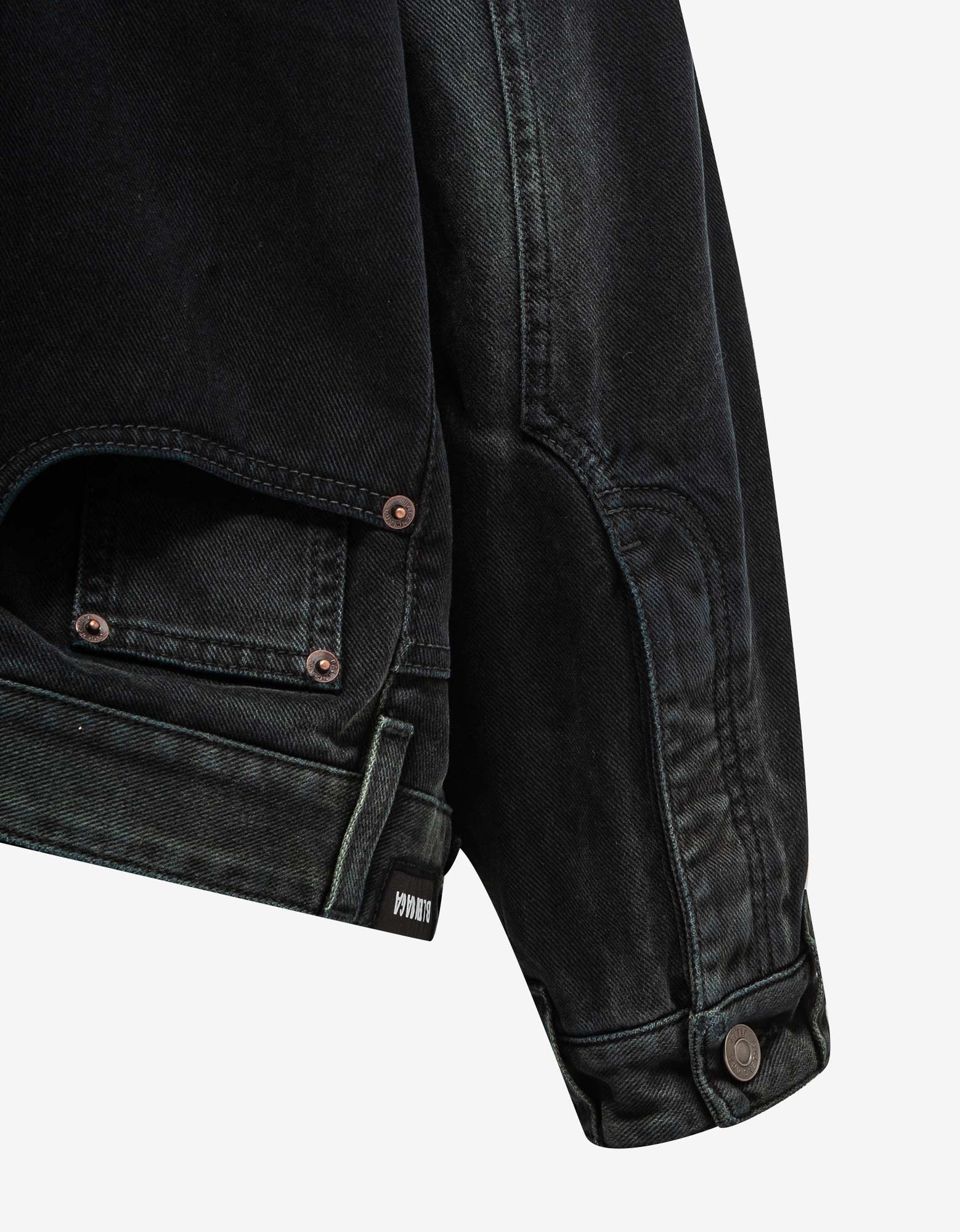 Black Deconstructed Denim Jacket - 5