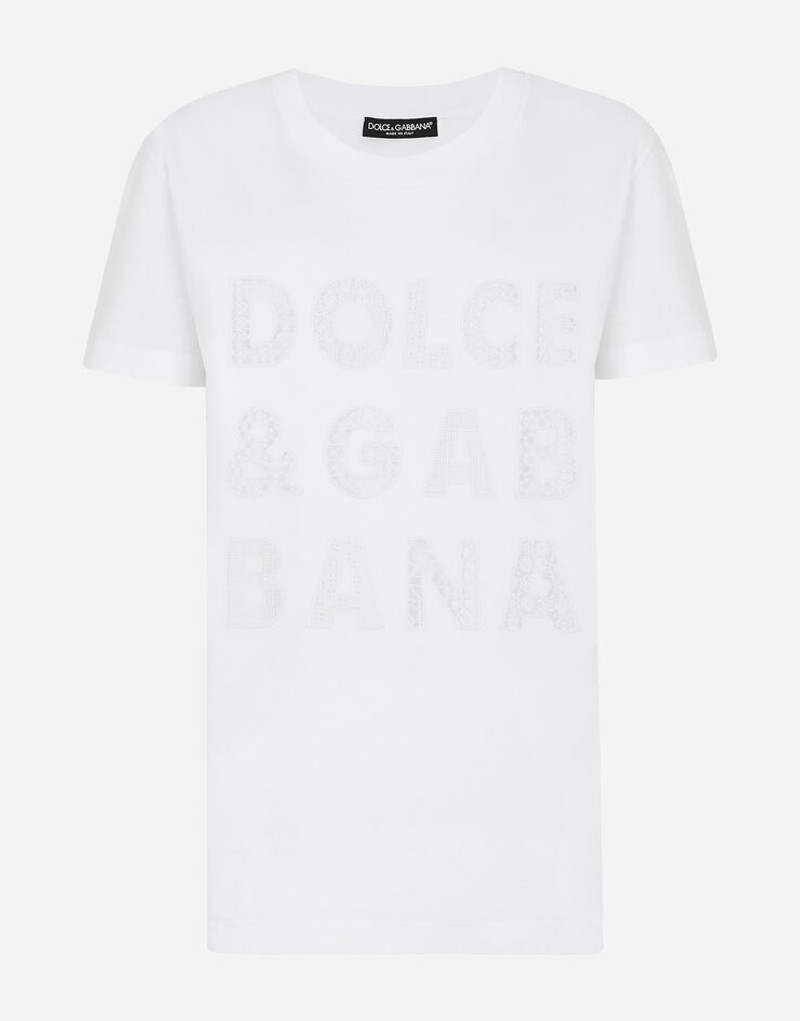 Jersey T-shirt with Dolce & Gabbana embroidery 1