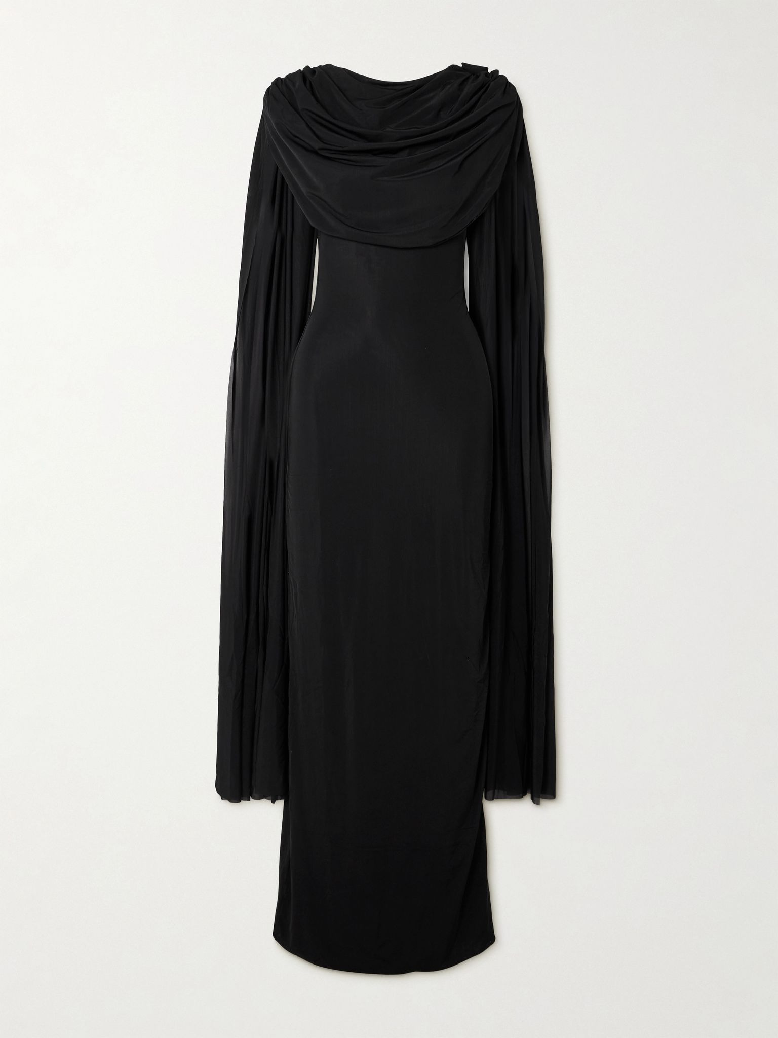 Batista draped cape-effect stretch-jersey maxi dress Black - 1