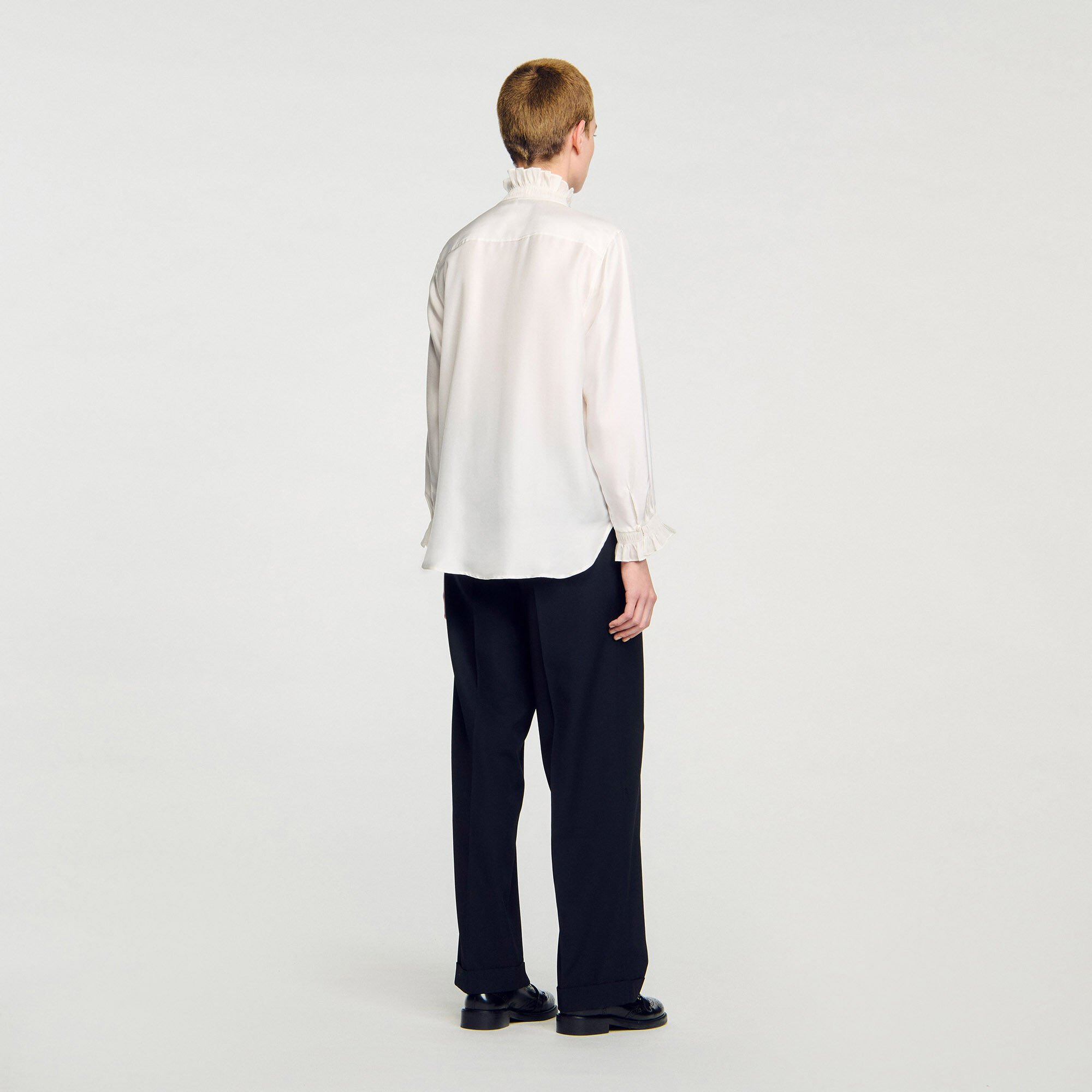 SILK SHIRT WITH GATHERED COLLAR - 6