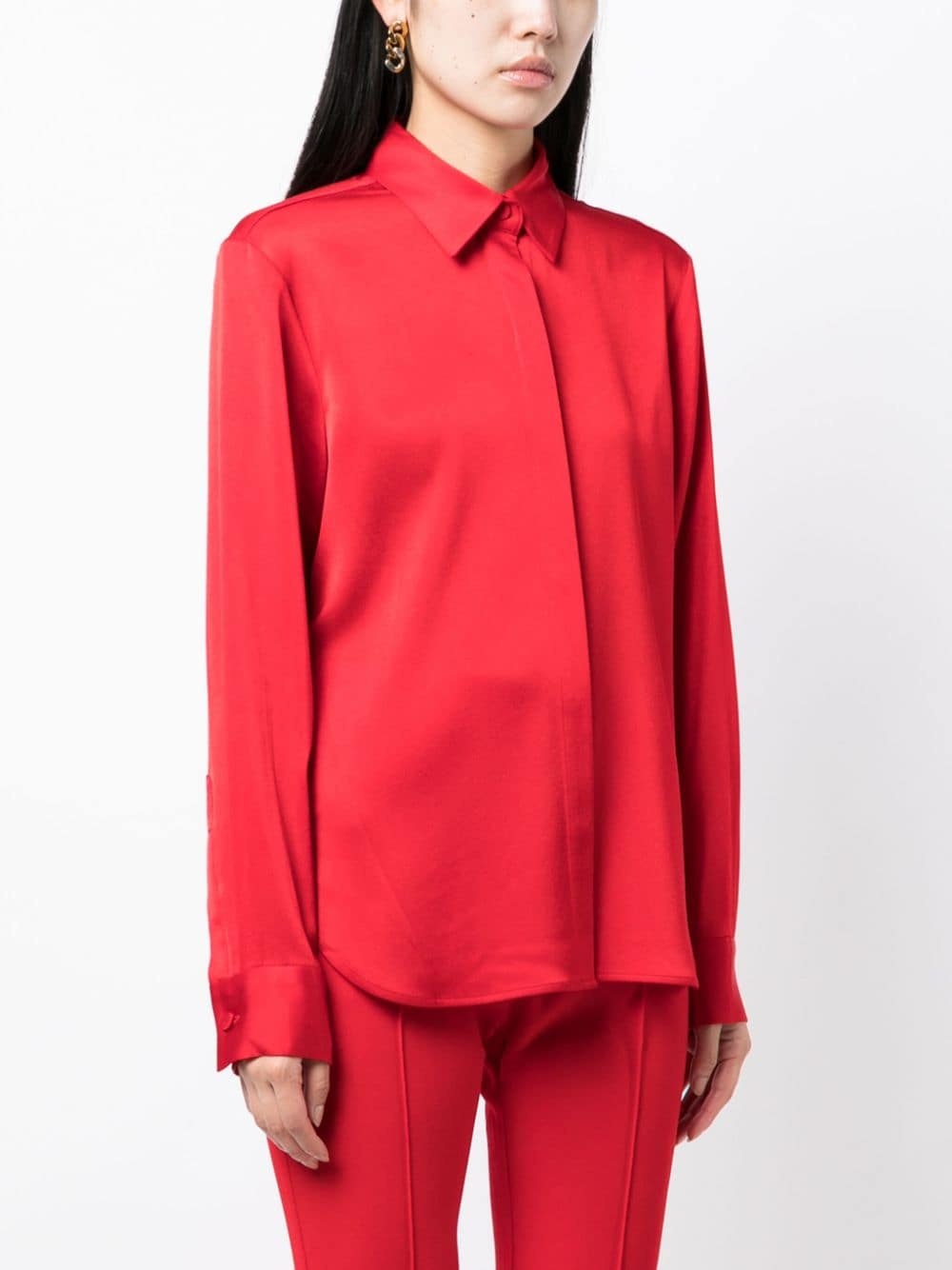 satin-finish button-down shirt - 3