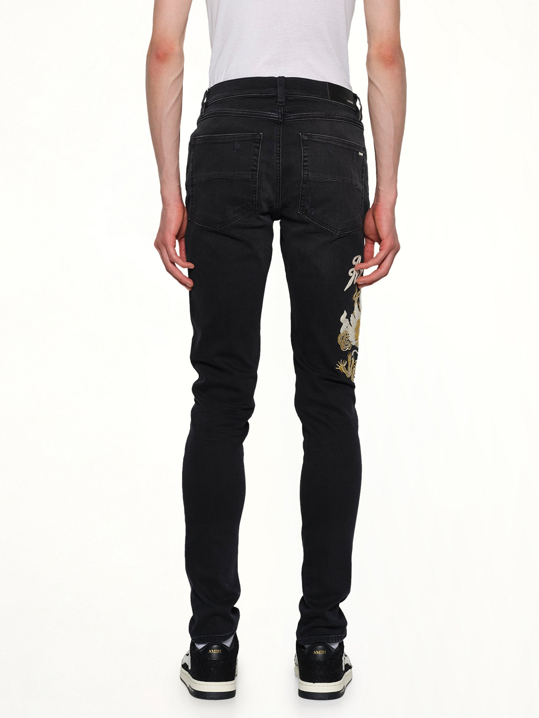 Amiri Dragon Repair Slim Jean in Dust Black - 5