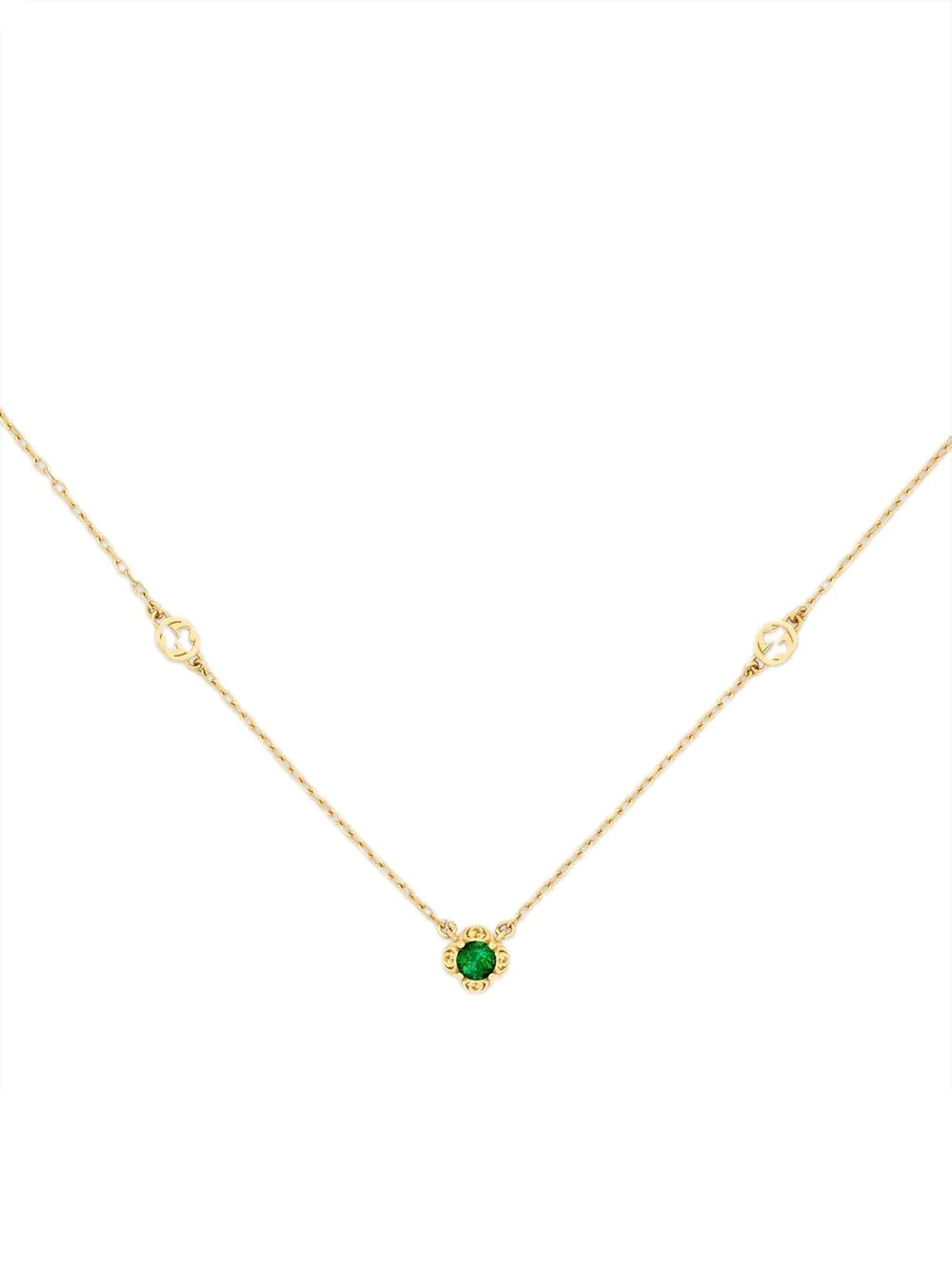 18kt yellow gold Interlocking G multi-stone necklace - 3