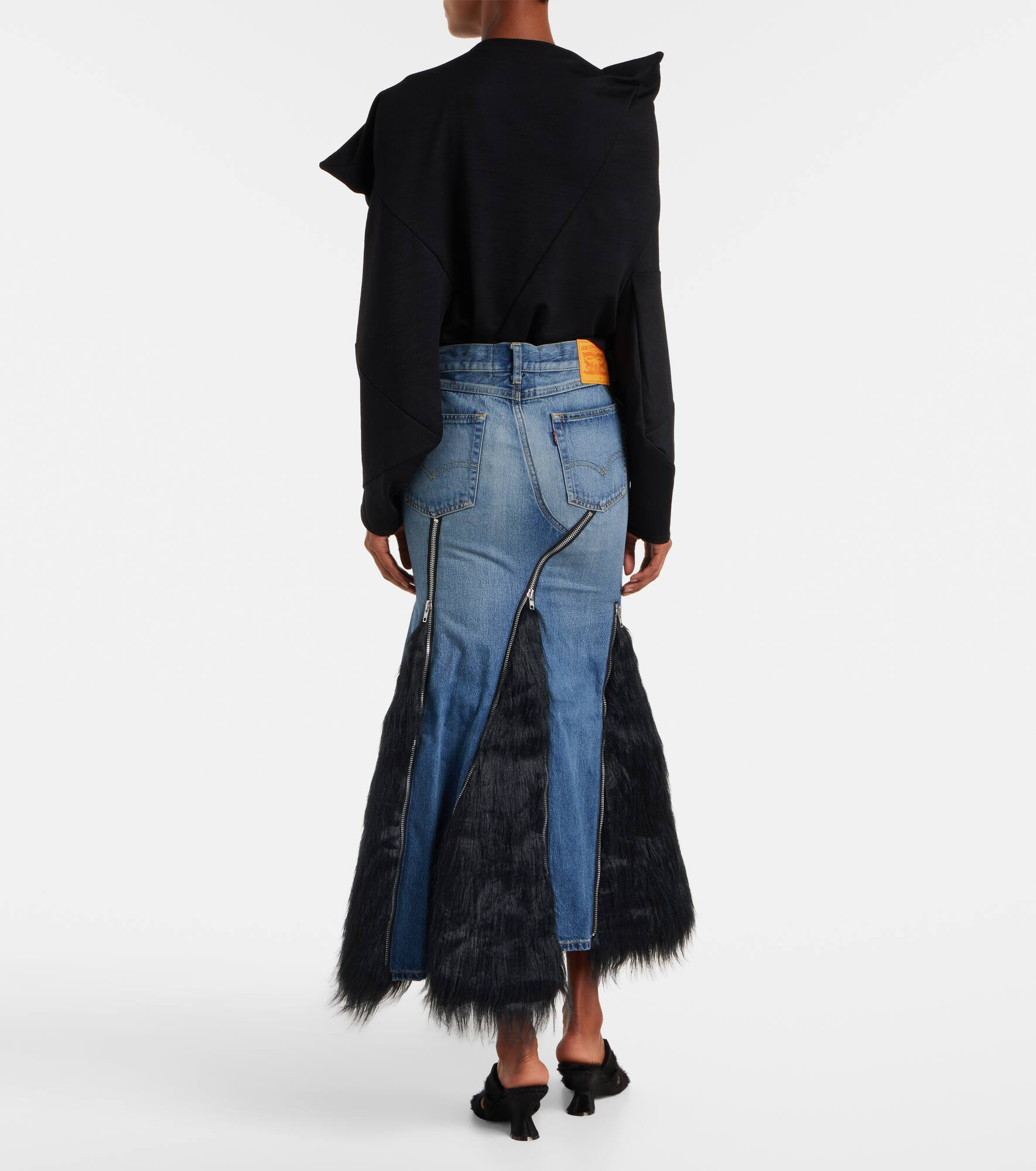 Low-rise denim maxi skirt - 3