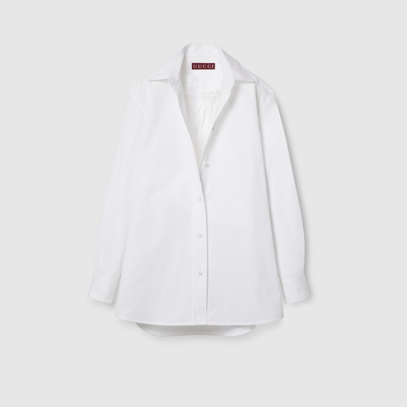 Cotton poplin shirt with ribbon tie 7