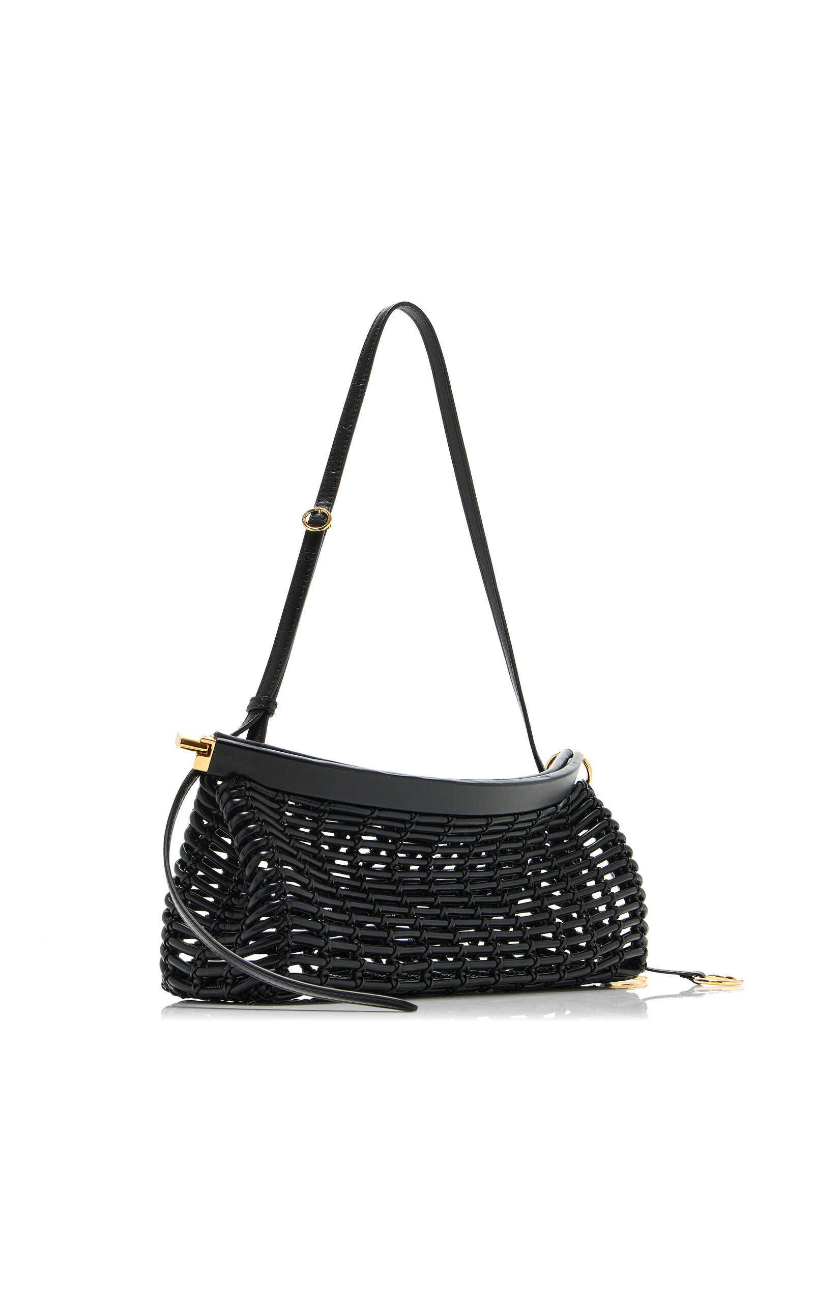 Le Click East/West Medium Braided Leather Bag black - 2