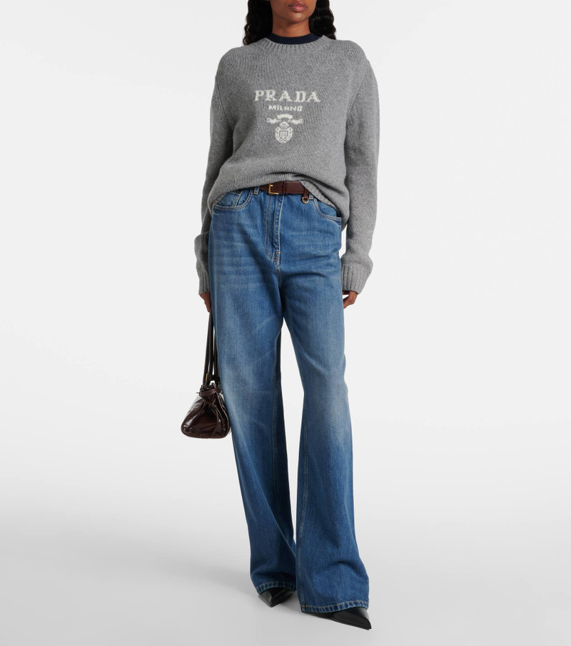 Prada Logo intarsia wool and cashmere sweater outlook