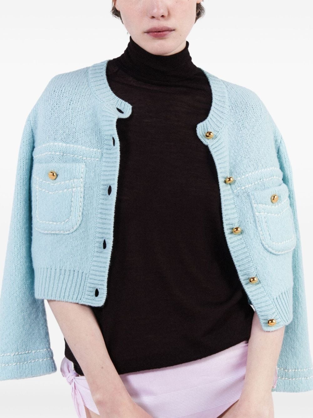 knitted roll-neck cashmere top - 3